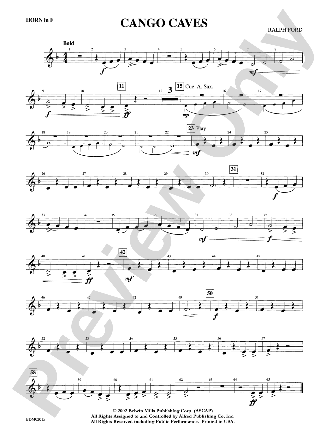 Cango Caves: 1st F Horn