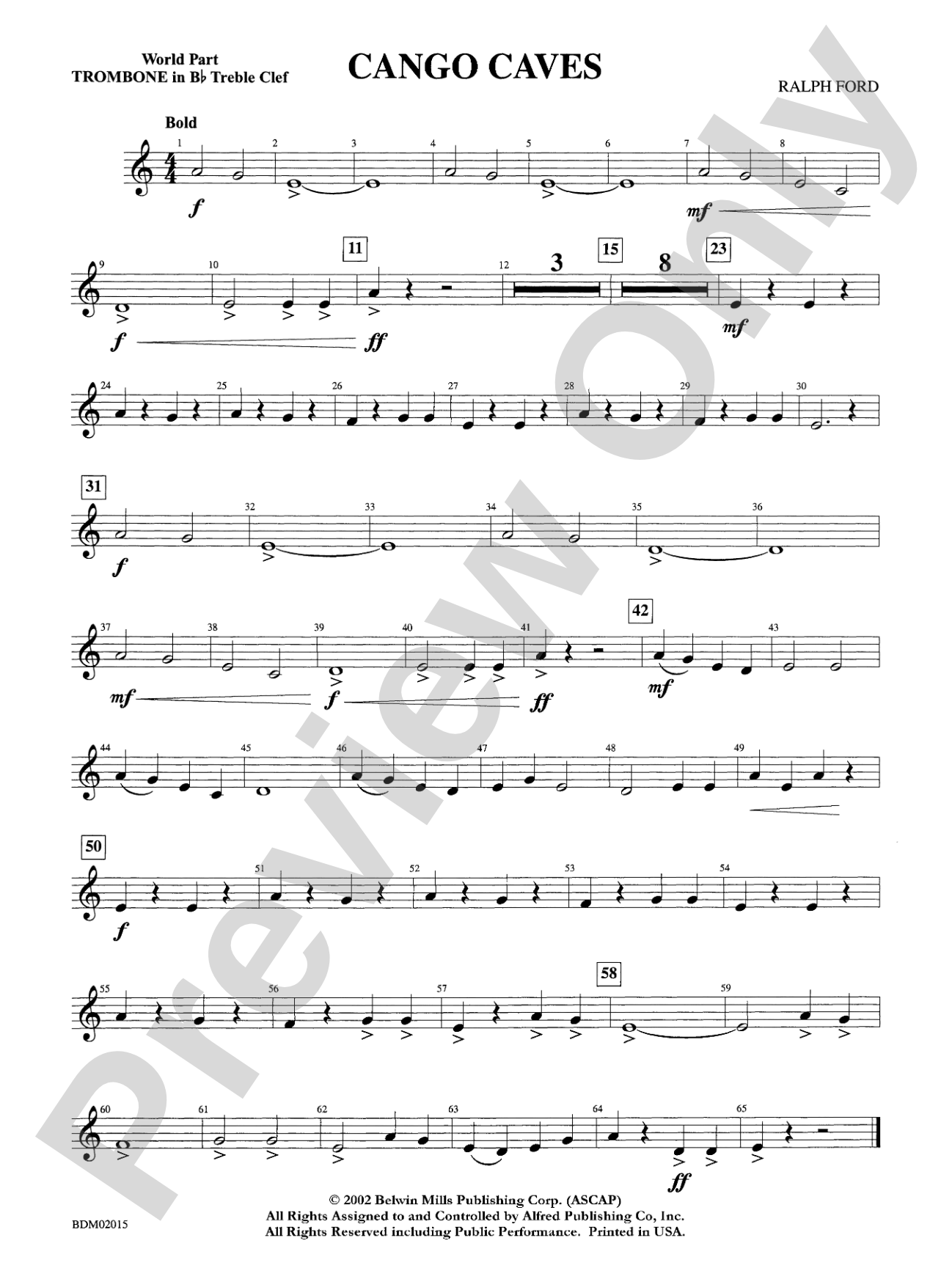 Cango Caves: WP 1st B-flat Trombone T.C.