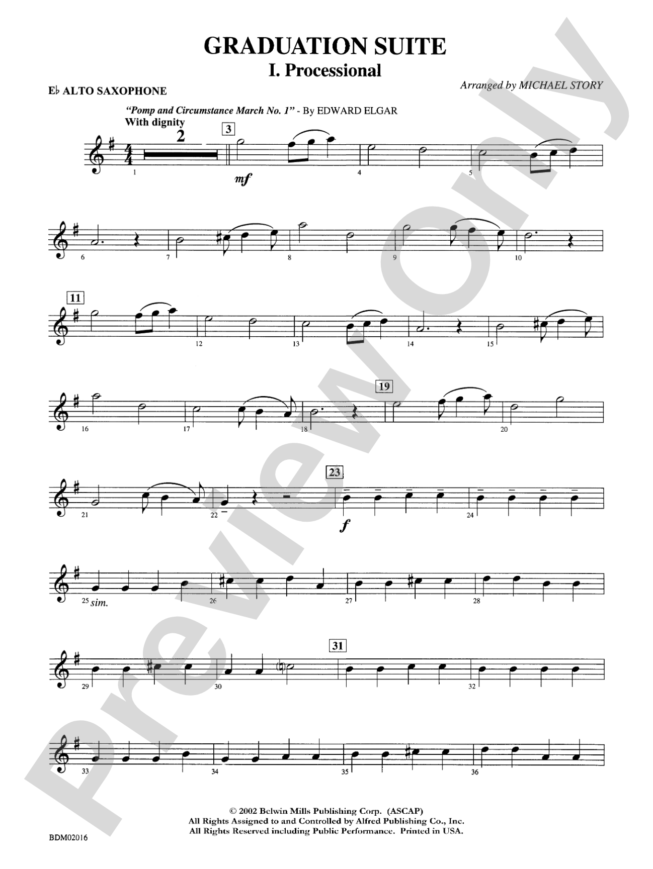 Graduation Suite (Processional: Pomp and Circumstance March No. 1 / Recessional: Rondeau from Premiere Suite): E-flat Alto Saxophone
