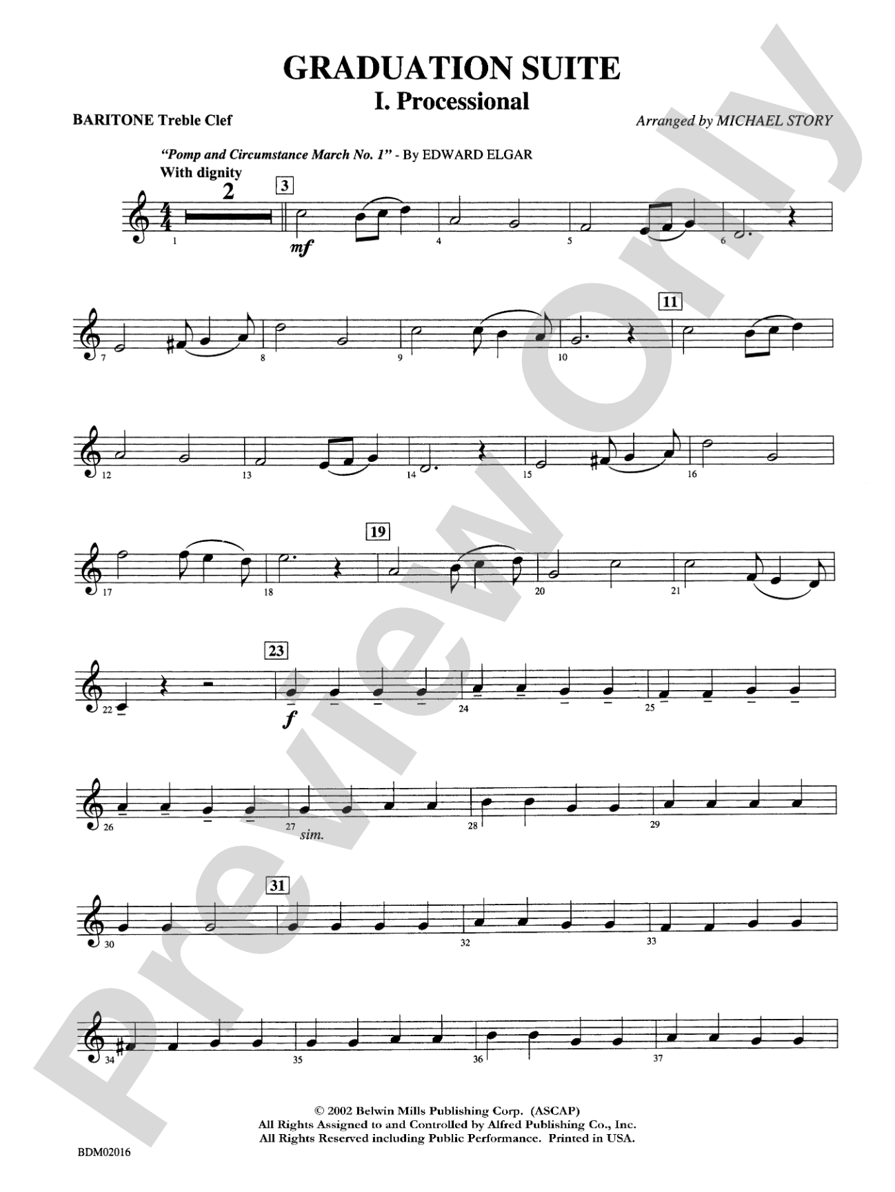 Graduation Suite (Processional: Pomp and Circumstance March No. 1 / Recessional: Rondeau from Premiere Suite): Baritone T.C.