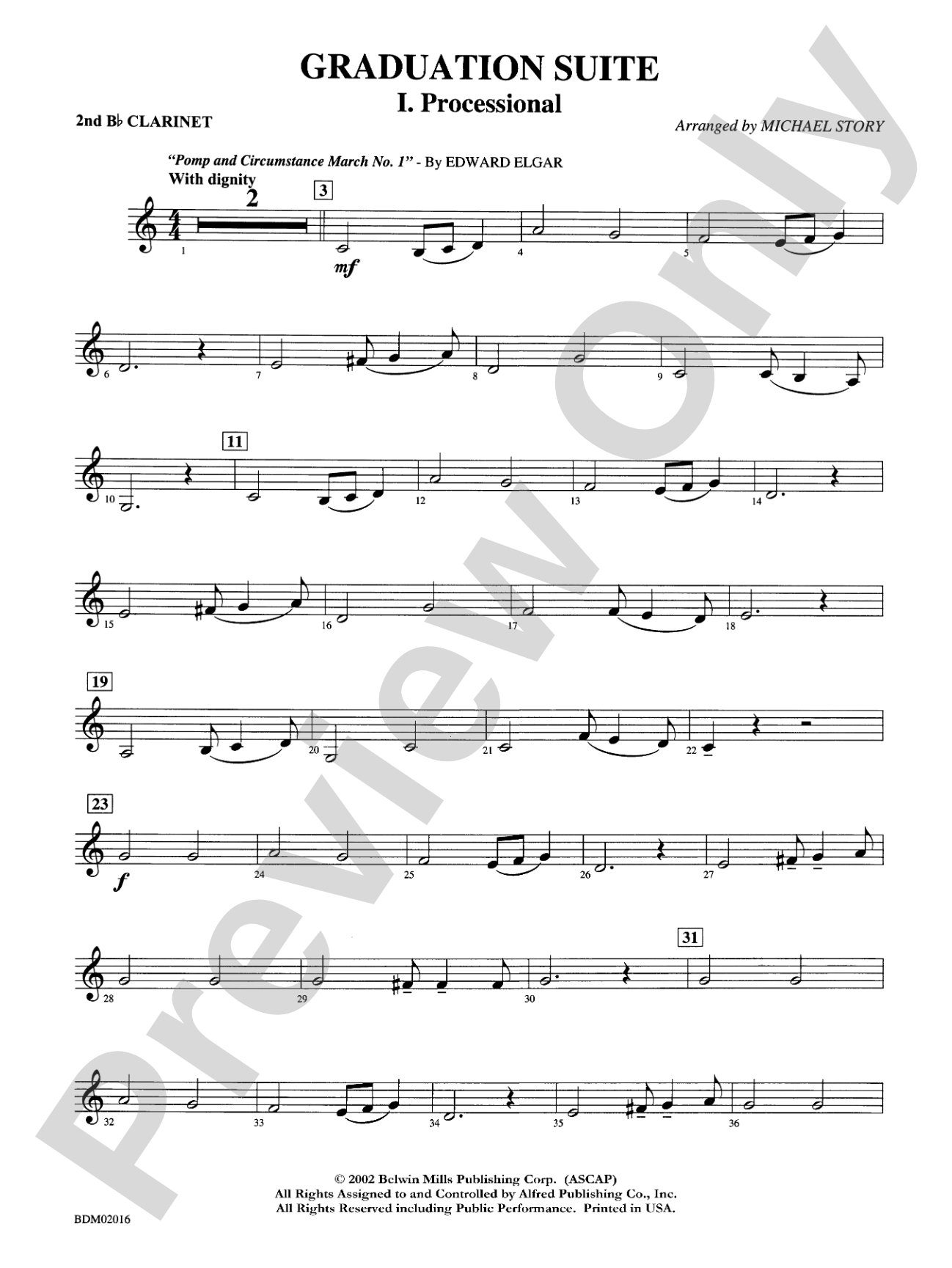 Graduation Suite (Processional: Pomp and Circumstance March No. 1 / Recessional: Rondeau from Premiere Suite): 2nd B-flat Clarinet