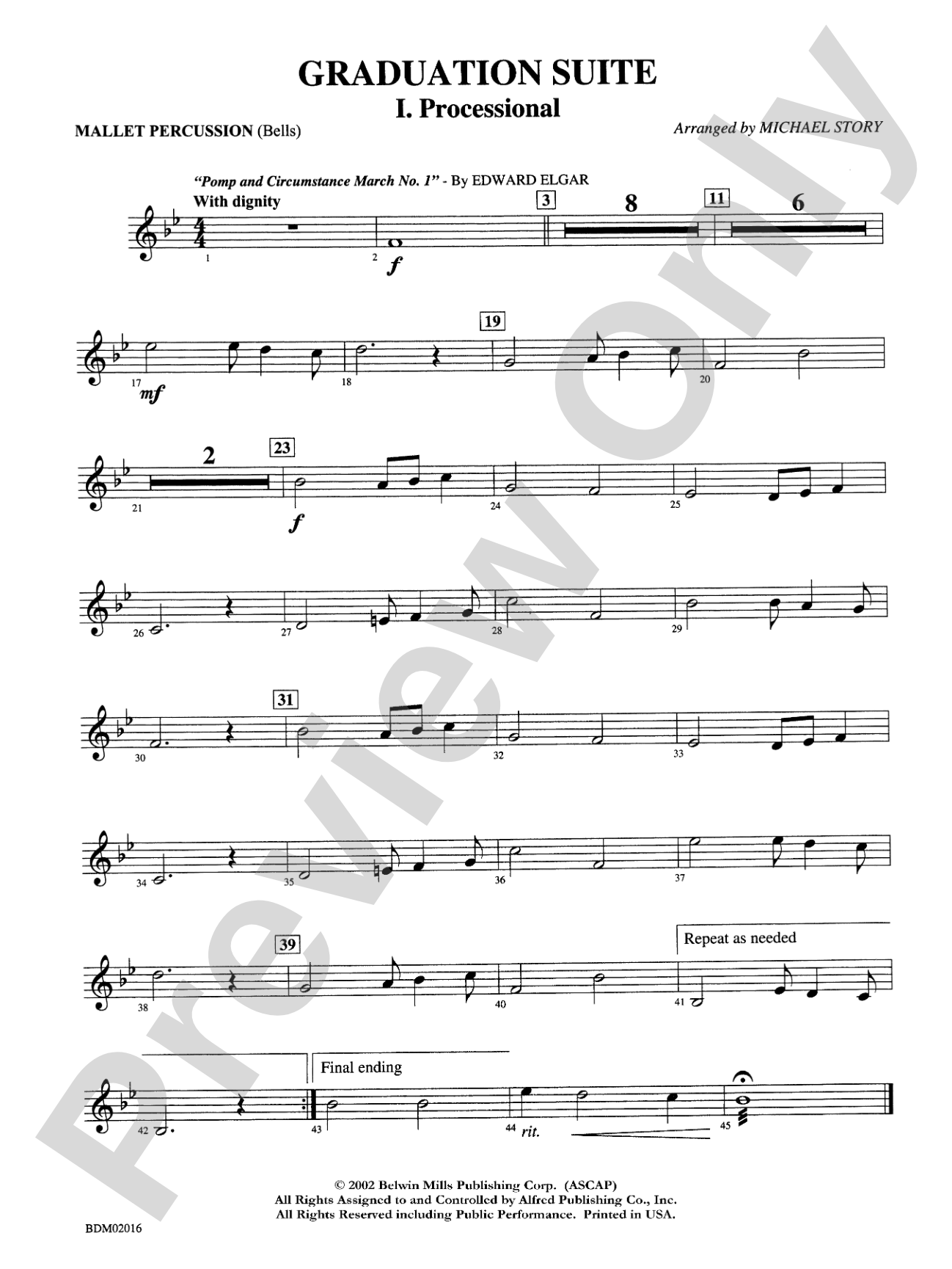 Graduation Suite (Processional: Pomp and Circumstance March No. 1 / Recessional: Rondeau from Premiere Suite): Mallets