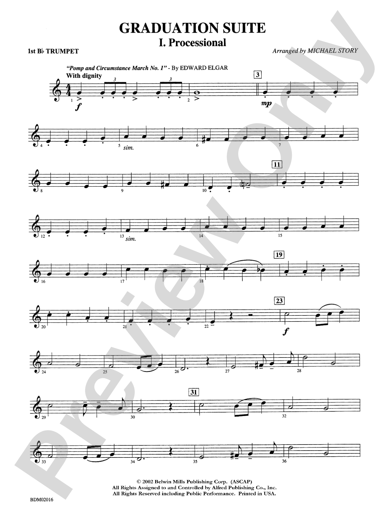 Graduation Suite (Processional: Pomp and Circumstance March No. 1 / Recessional: Rondeau from Premiere Suite): 1st B-flat Trumpet