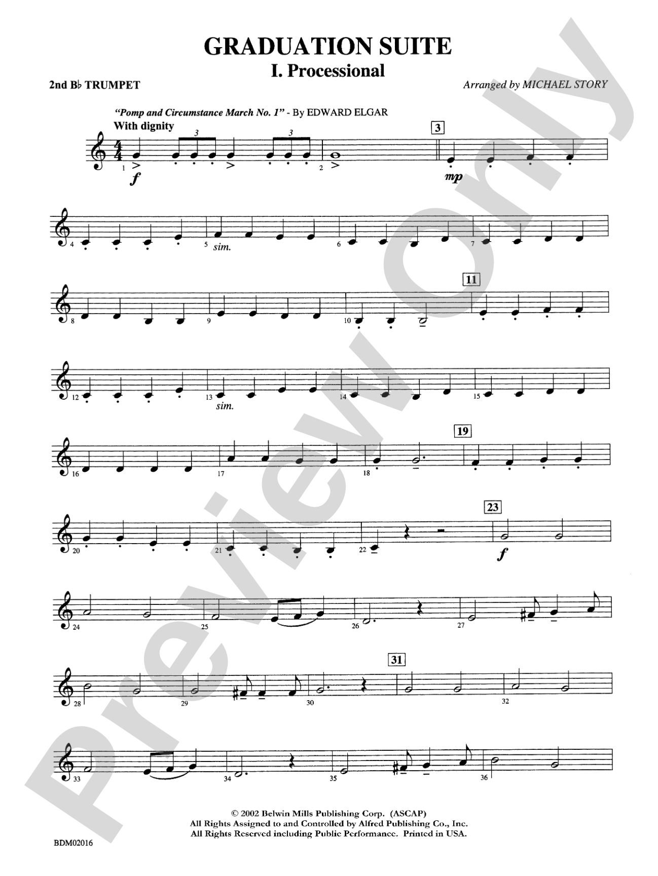 Graduation Suite (Processional: Pomp and Circumstance March No. 1 / Recessional: Rondeau from Premiere Suite): 2nd B-flat Trumpet