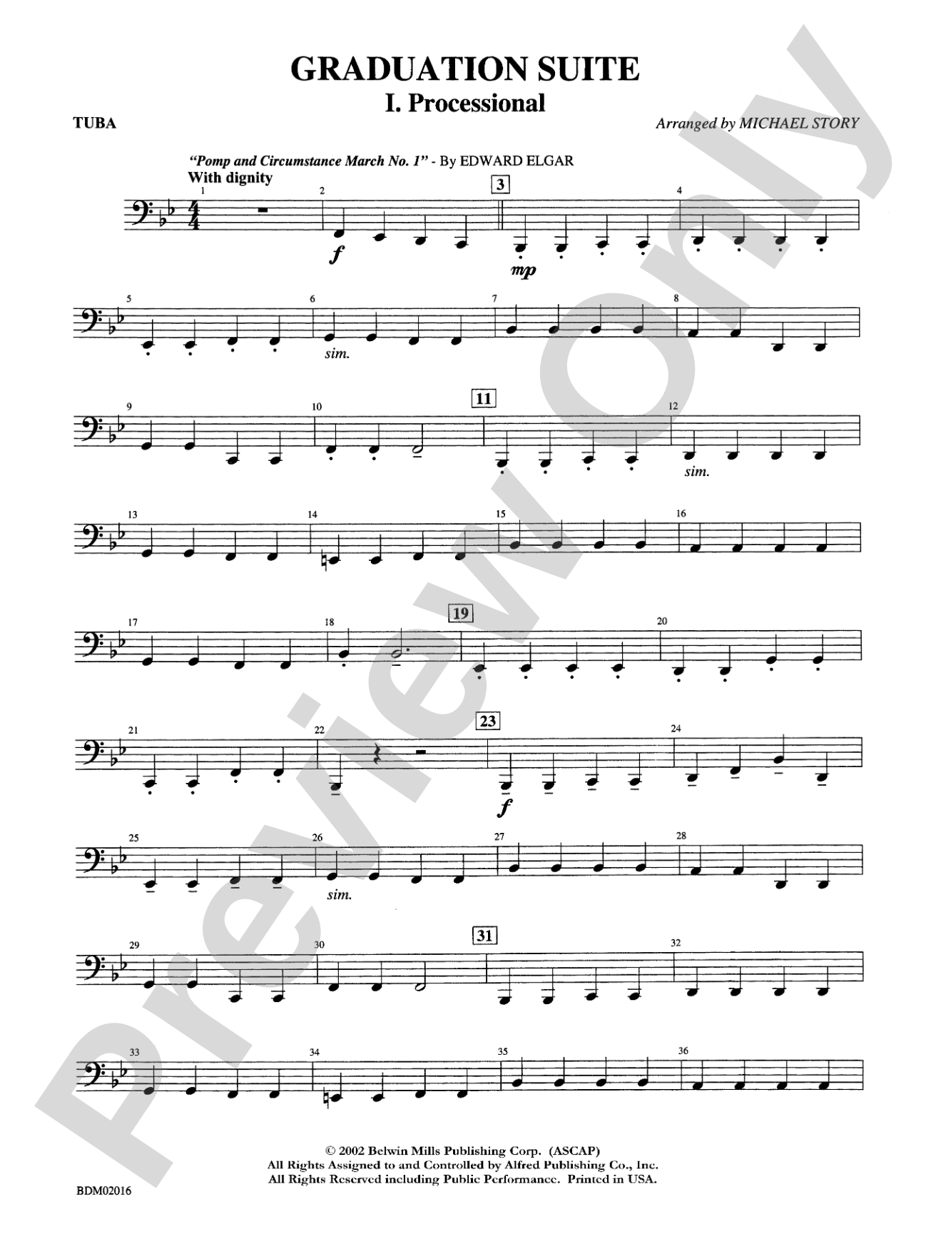 Graduation Suite (Processional: Pomp and Circumstance March No. 1 / Recessional: Rondeau from Premiere Suite): Tuba