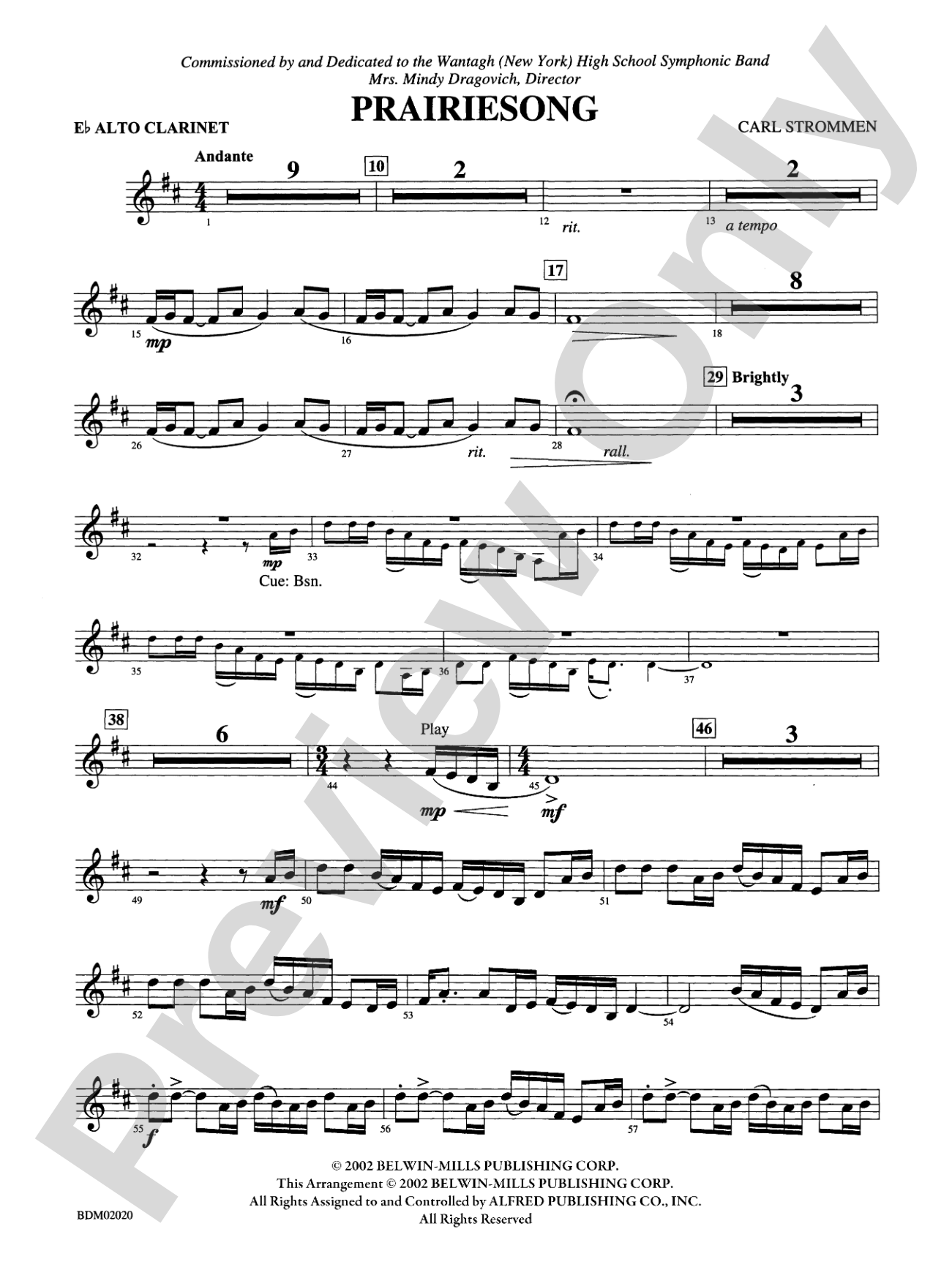 Prairiesong: E-flat Alto Clarinet