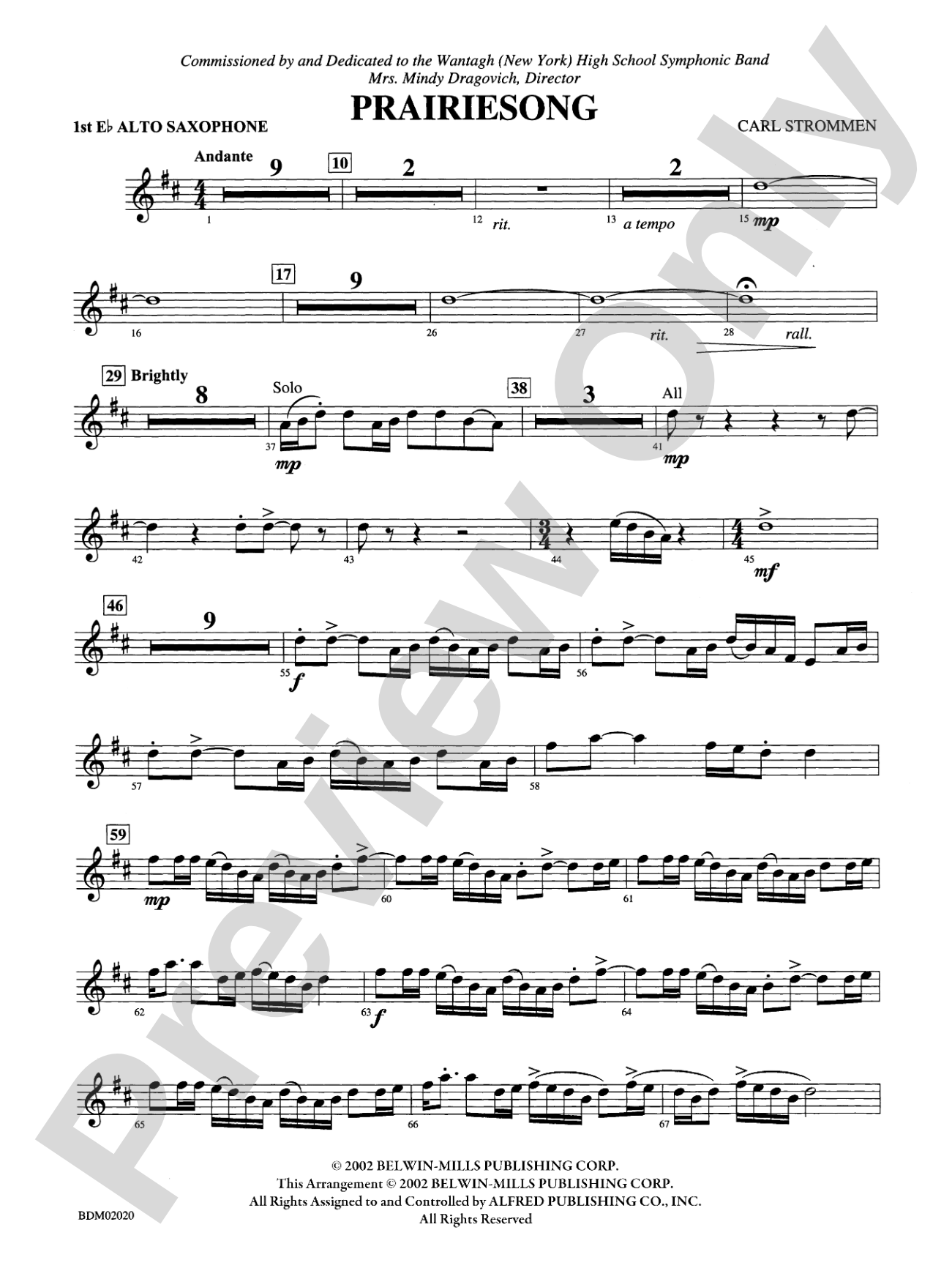 Prairiesong: E-flat Alto Saxophone