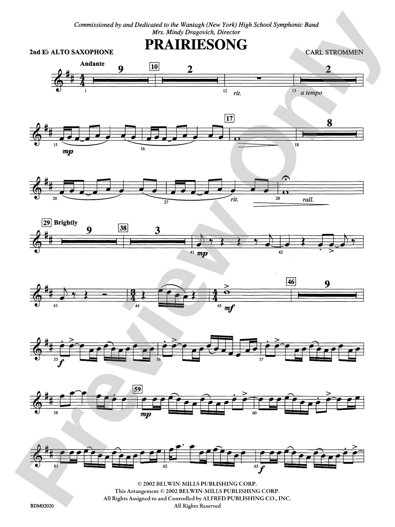 Prairiesong: 2nd E-flat Alto Saxophone