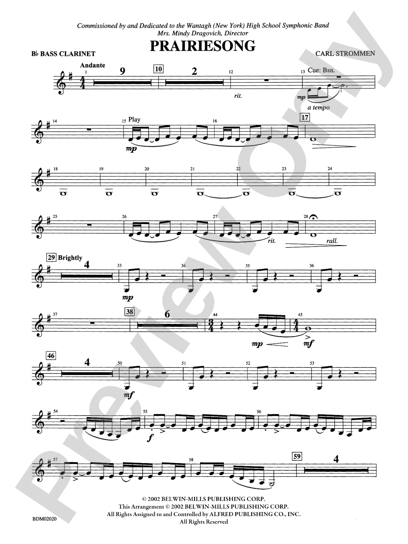 Prairiesong: B-flat Bass Clarinet