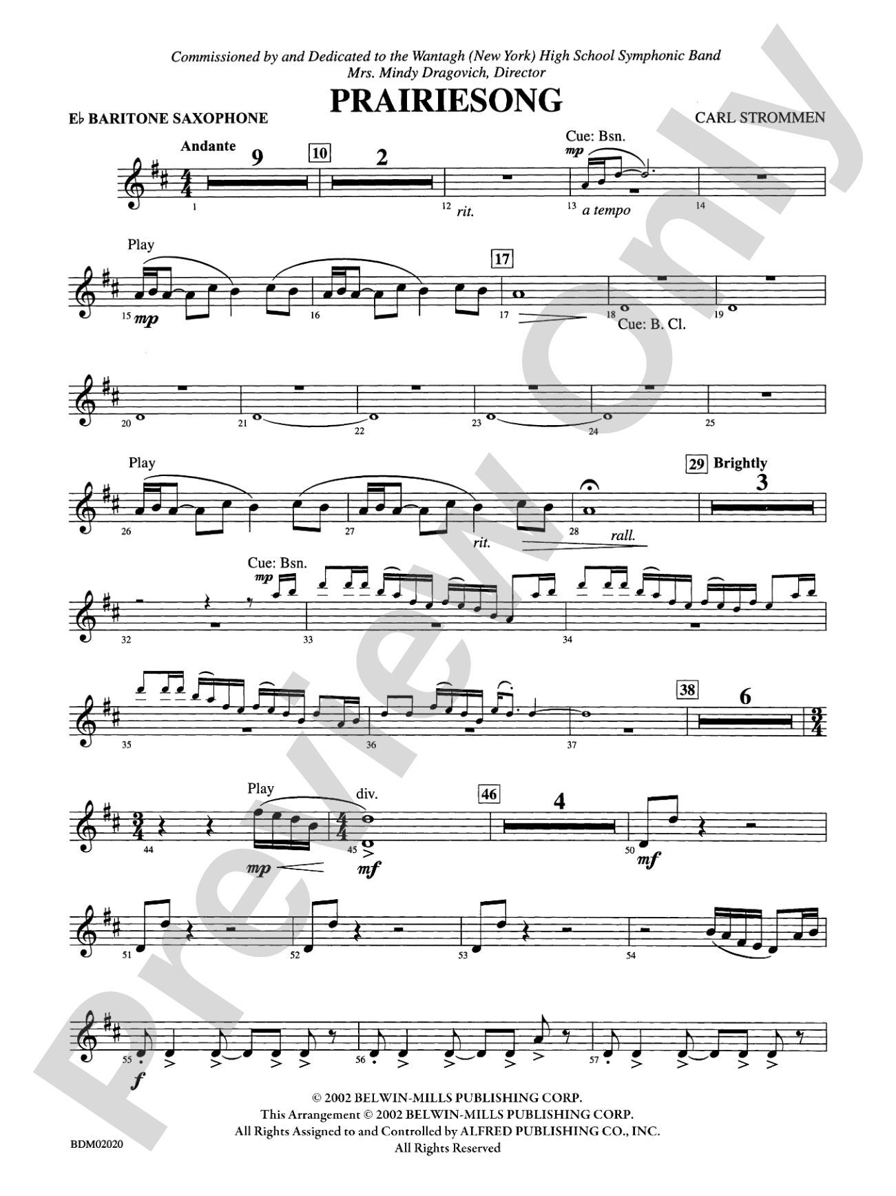 Prairiesong: E-flat Baritone Saxophone