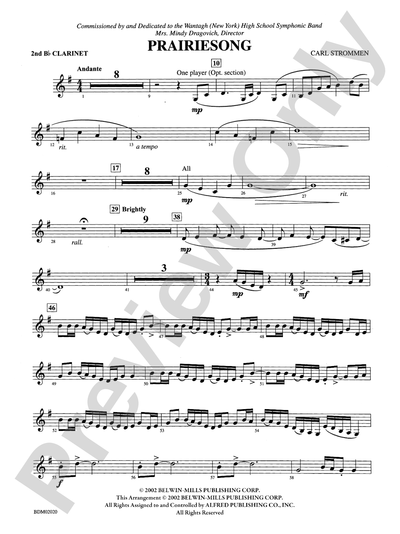 Prairiesong: 2nd B-flat Clarinet