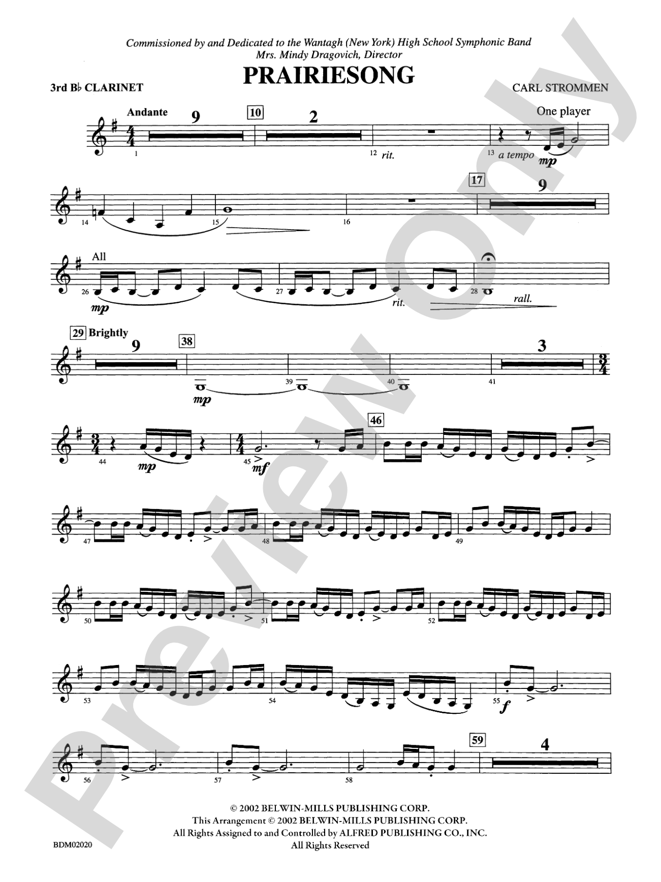 Prairiesong: 3rd B-flat Clarinet