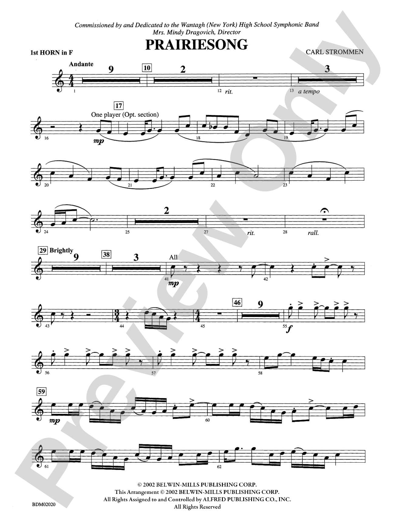 Prairiesong: 1st F Horn