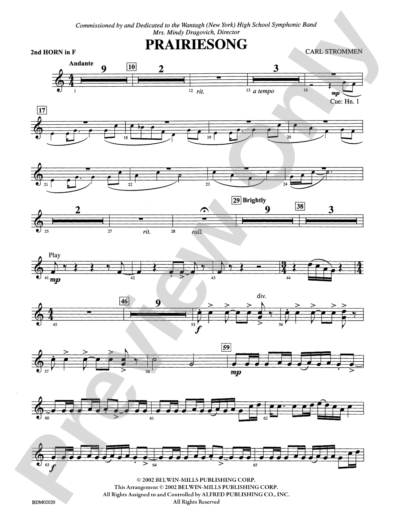 Prairiesong: 2nd F Horn