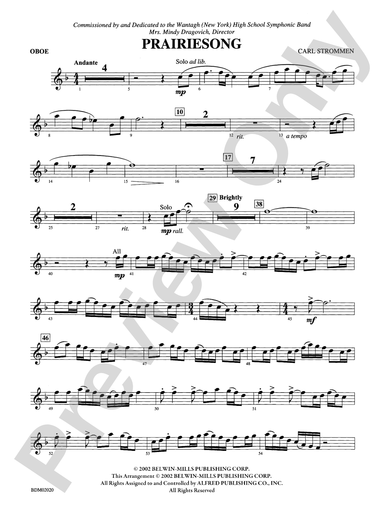 Prairiesong: Oboe