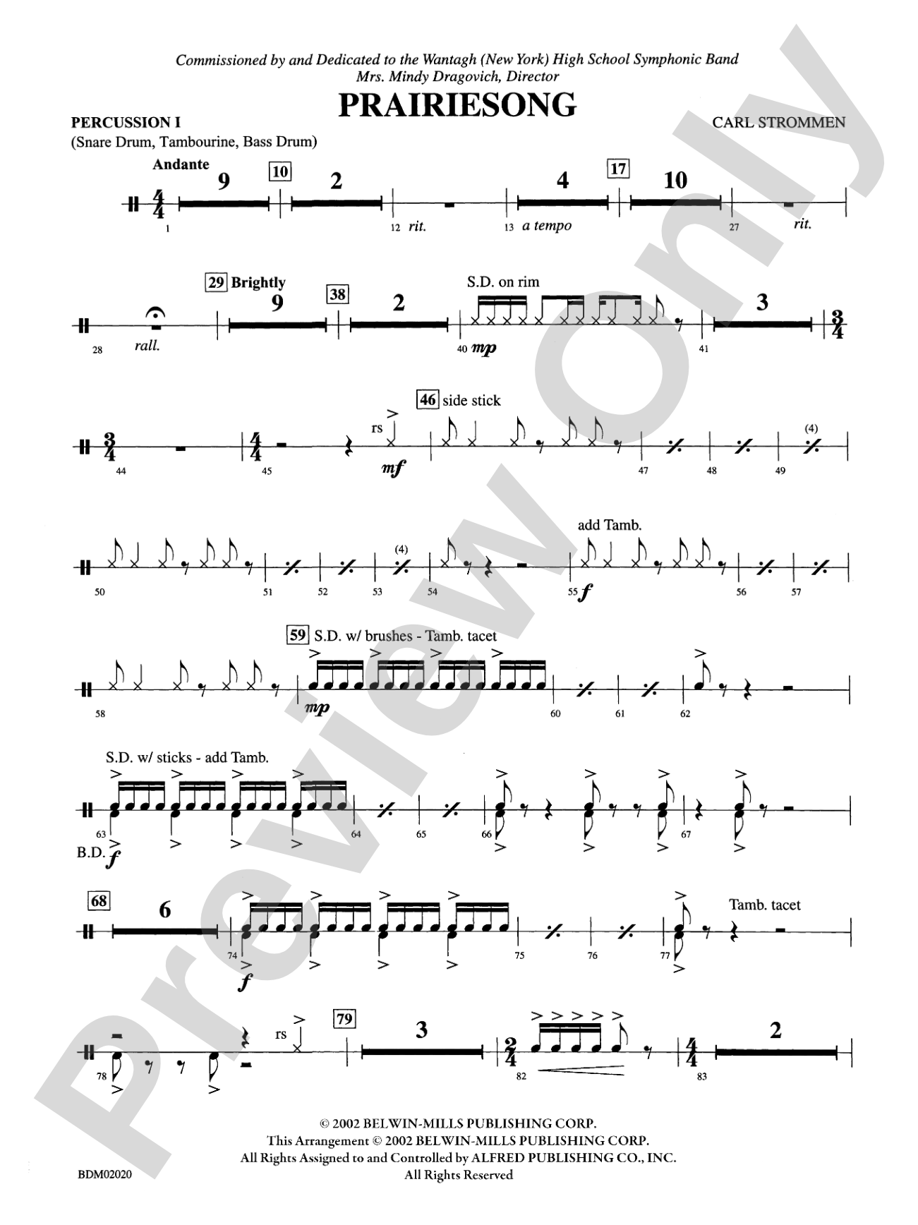 Prairiesong: 1st Percussion