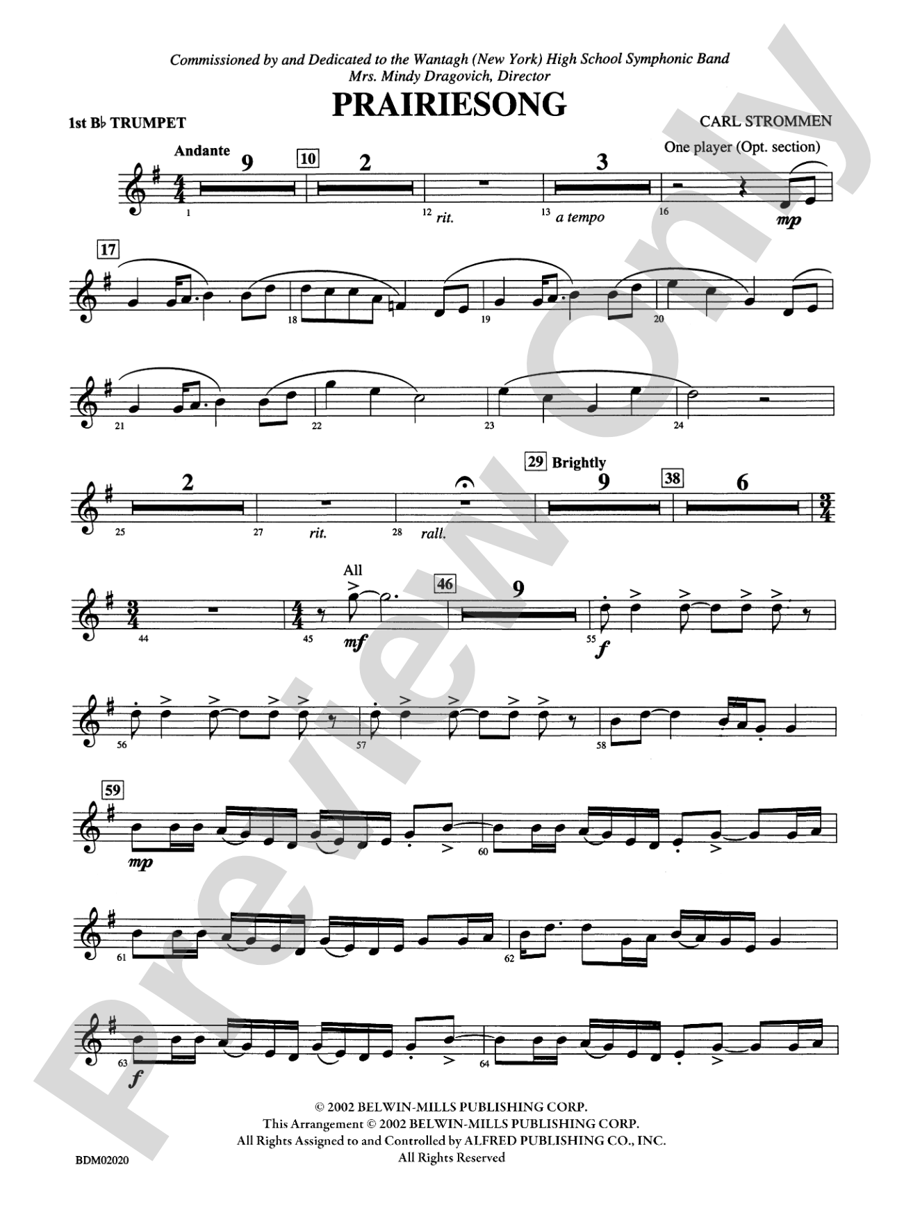 Prairiesong: 1st B-flat Trumpet