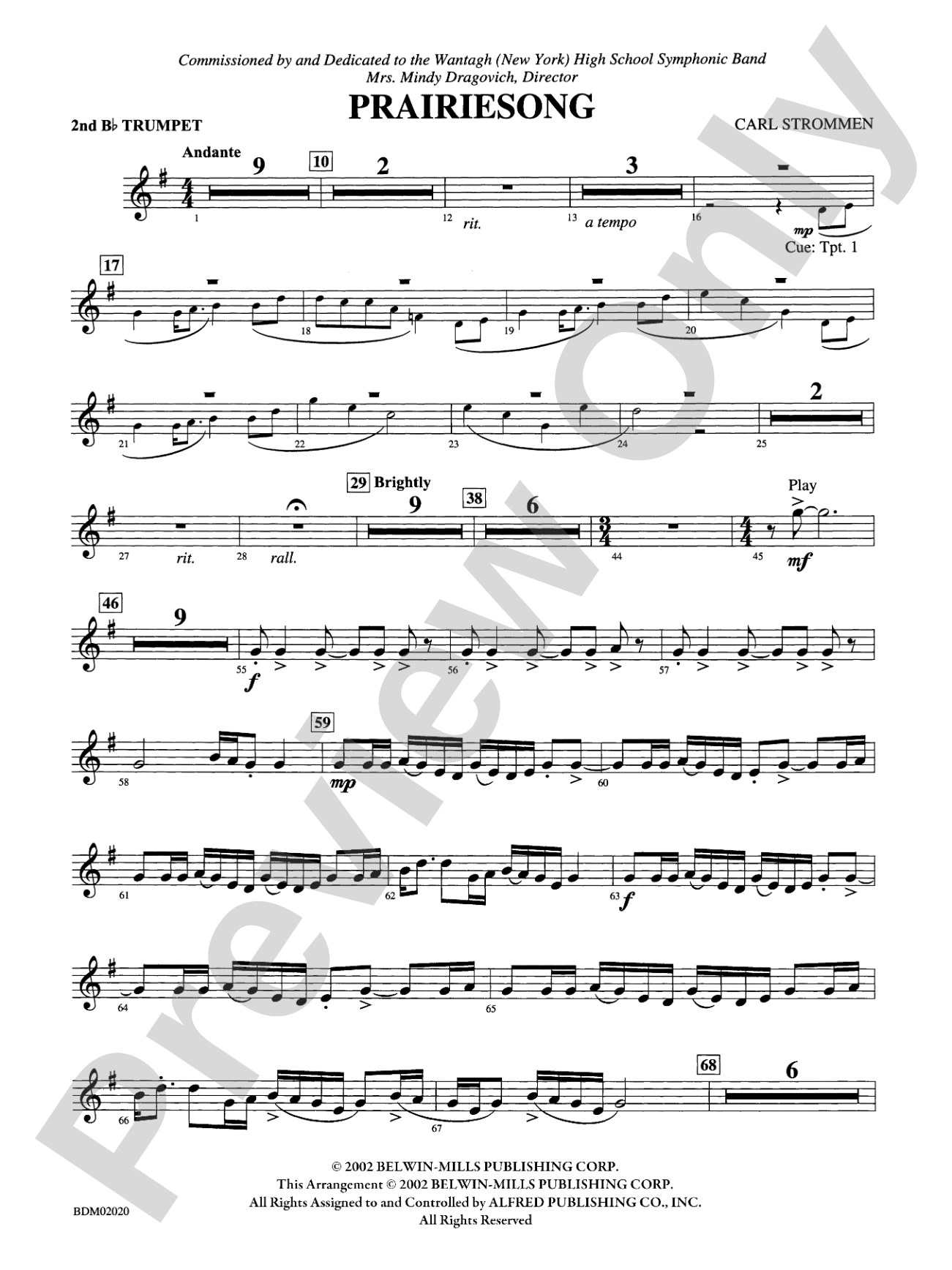 Prairiesong: 2nd B-flat Trumpet