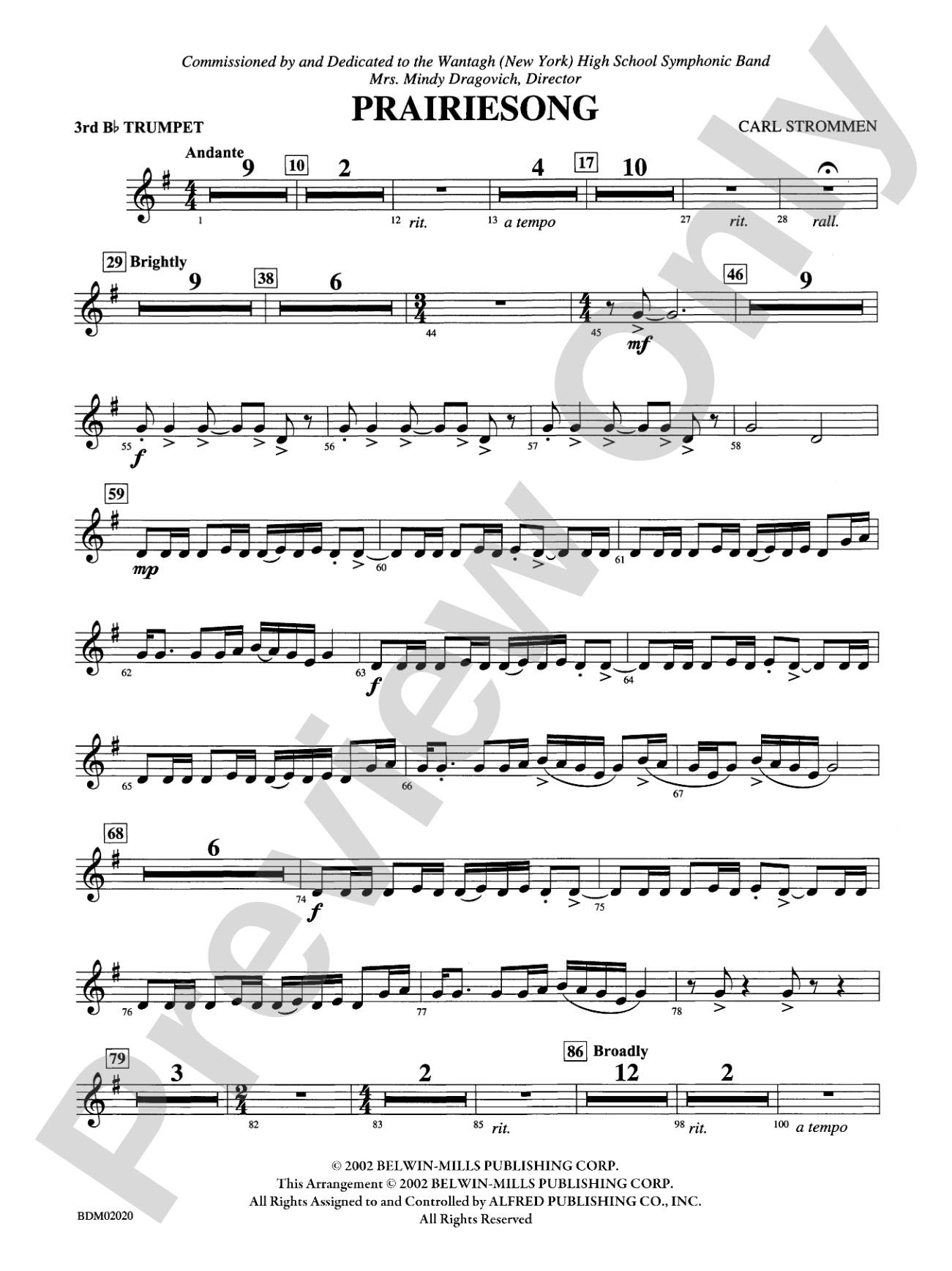 Prairiesong: 3rd B-flat Trumpet