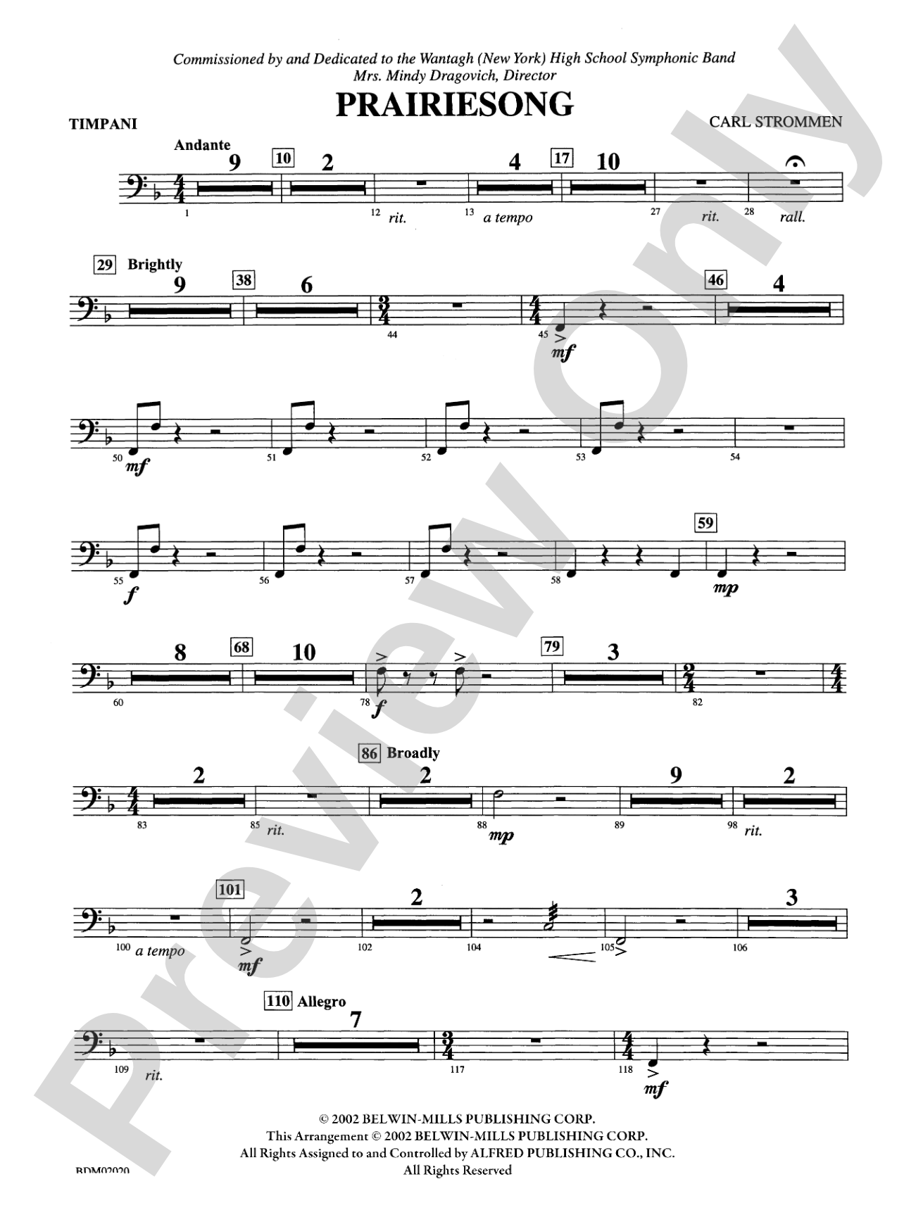 Prairiesong: Timpani