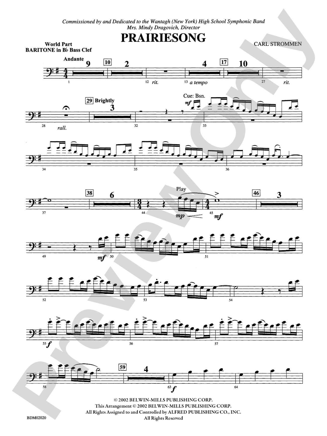 Prairiesong: (wp) B-flat Baritone B.C.