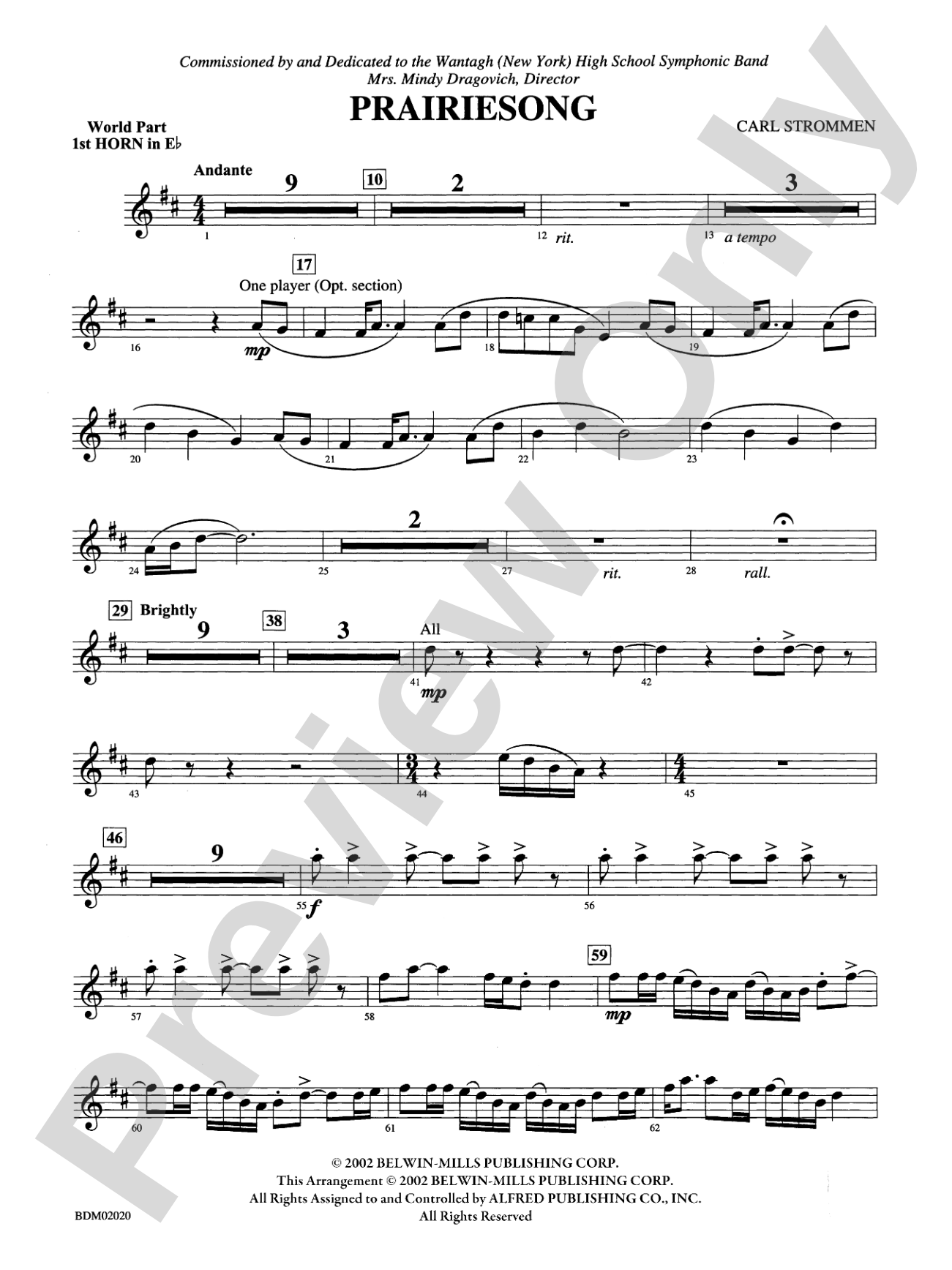 Prairiesong: (wp) 1st Horn in E-flat