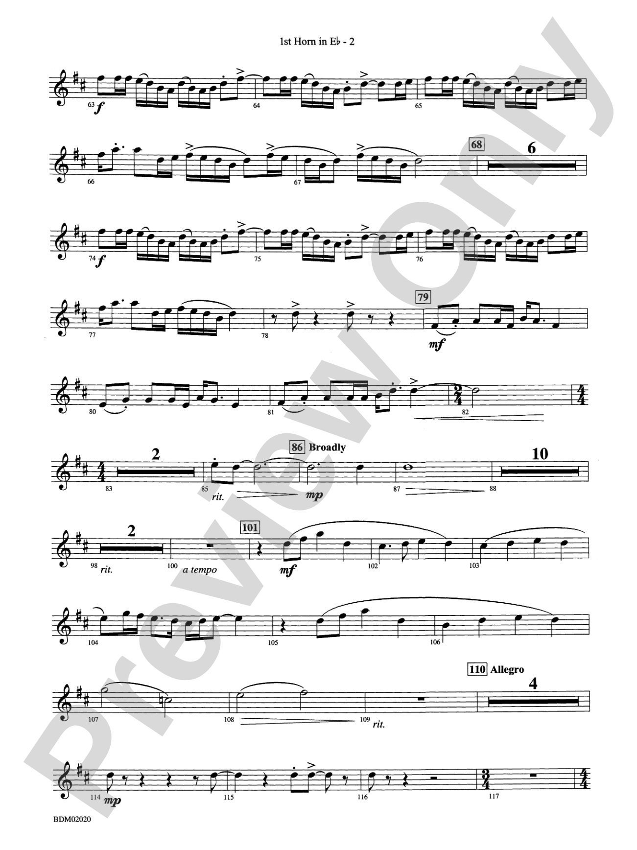 Prairiesong: (wp) 1st Horn in E-flat