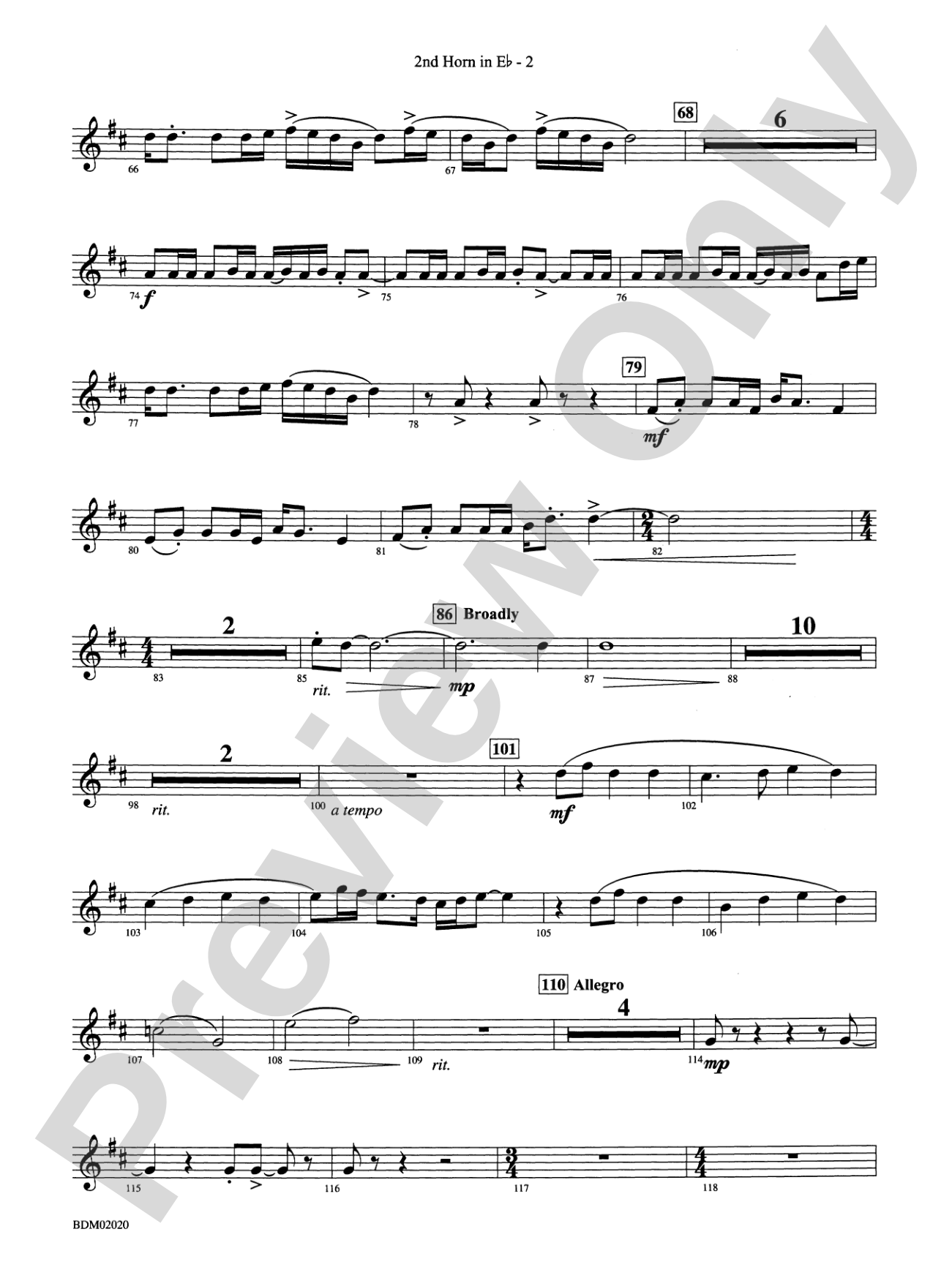 Prairiesong: (wp) 2nd Horn in E-flat