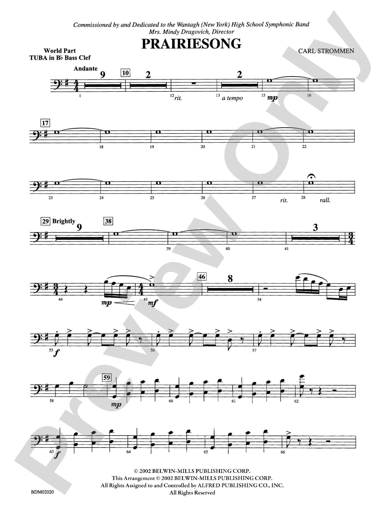 Prairiesong: (wp) B-flat Tuba B.C.