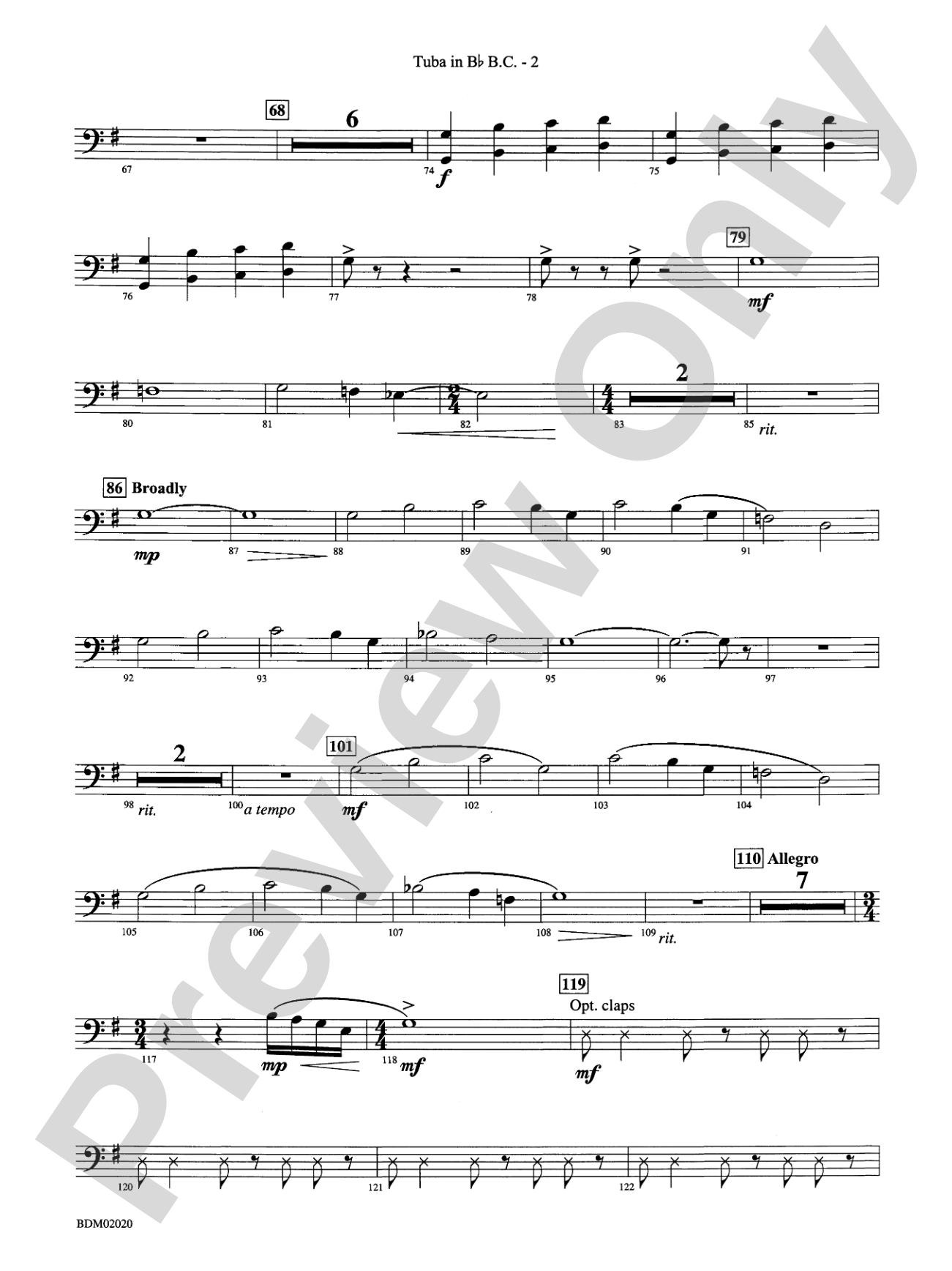 Prairiesong: (wp) B-flat Tuba B.C.