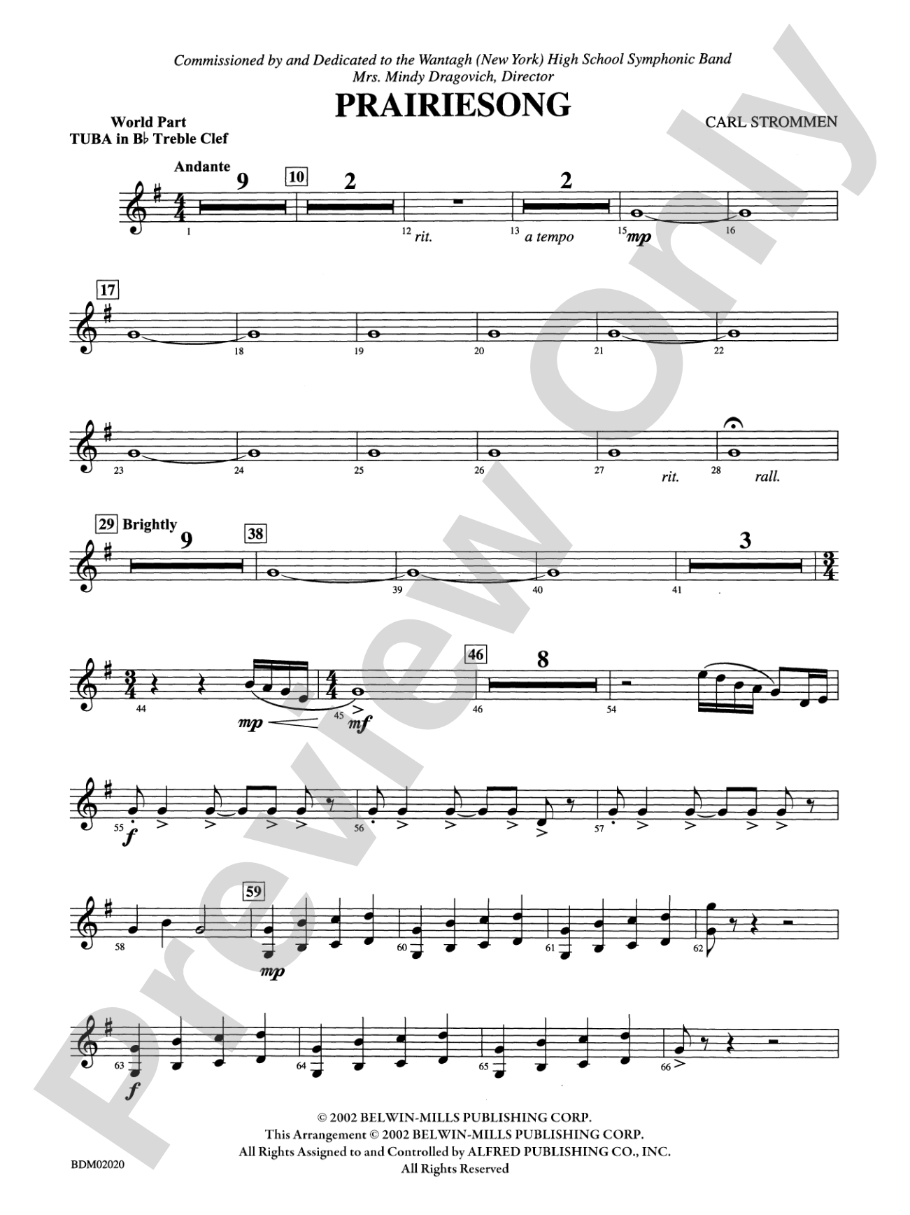 Prairiesong: (wp) B-flat Tuba T.C.