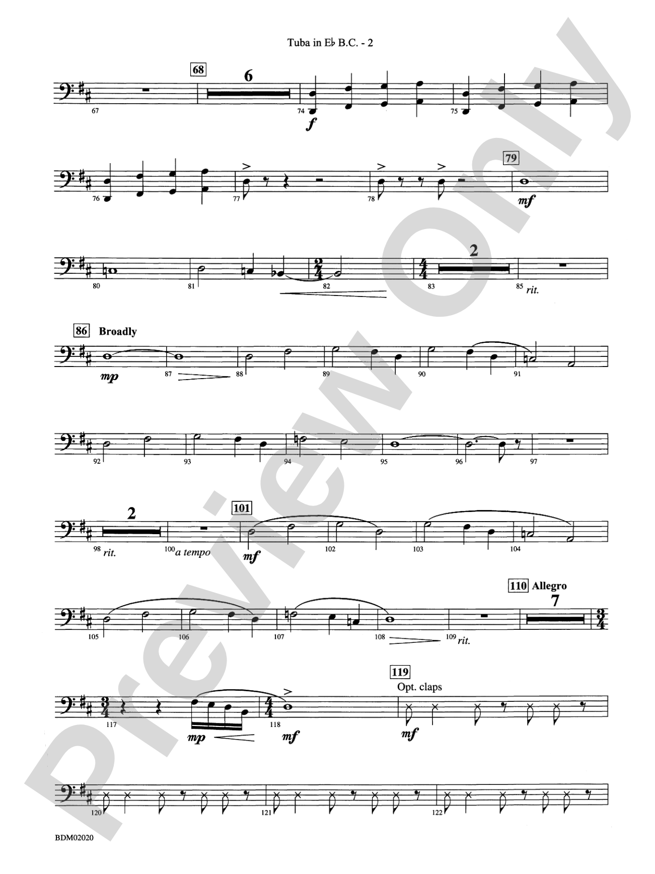 Prairiesong: (wp) E-flat Tuba B.C.