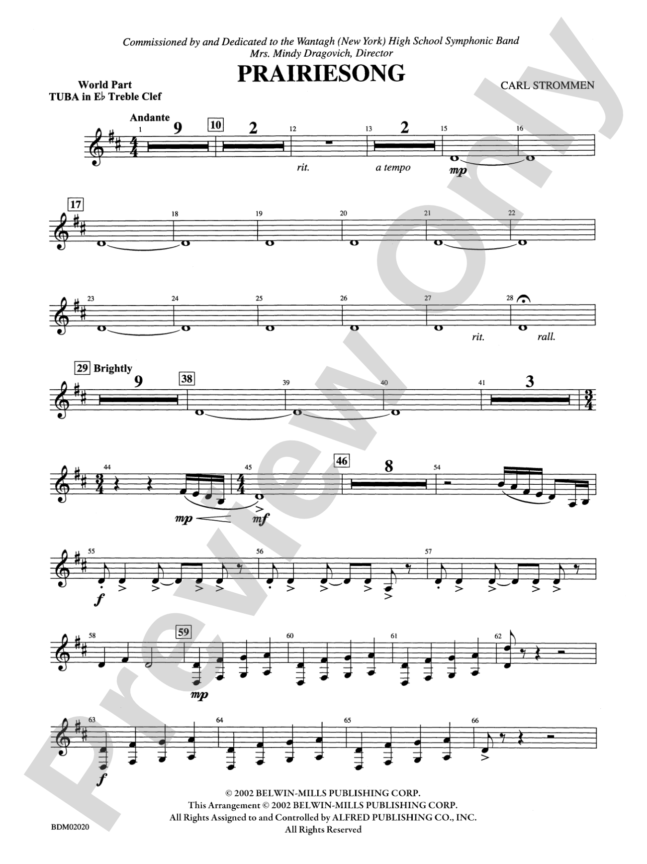 Prairiesong: (wp) E-flat Tuba T.C.