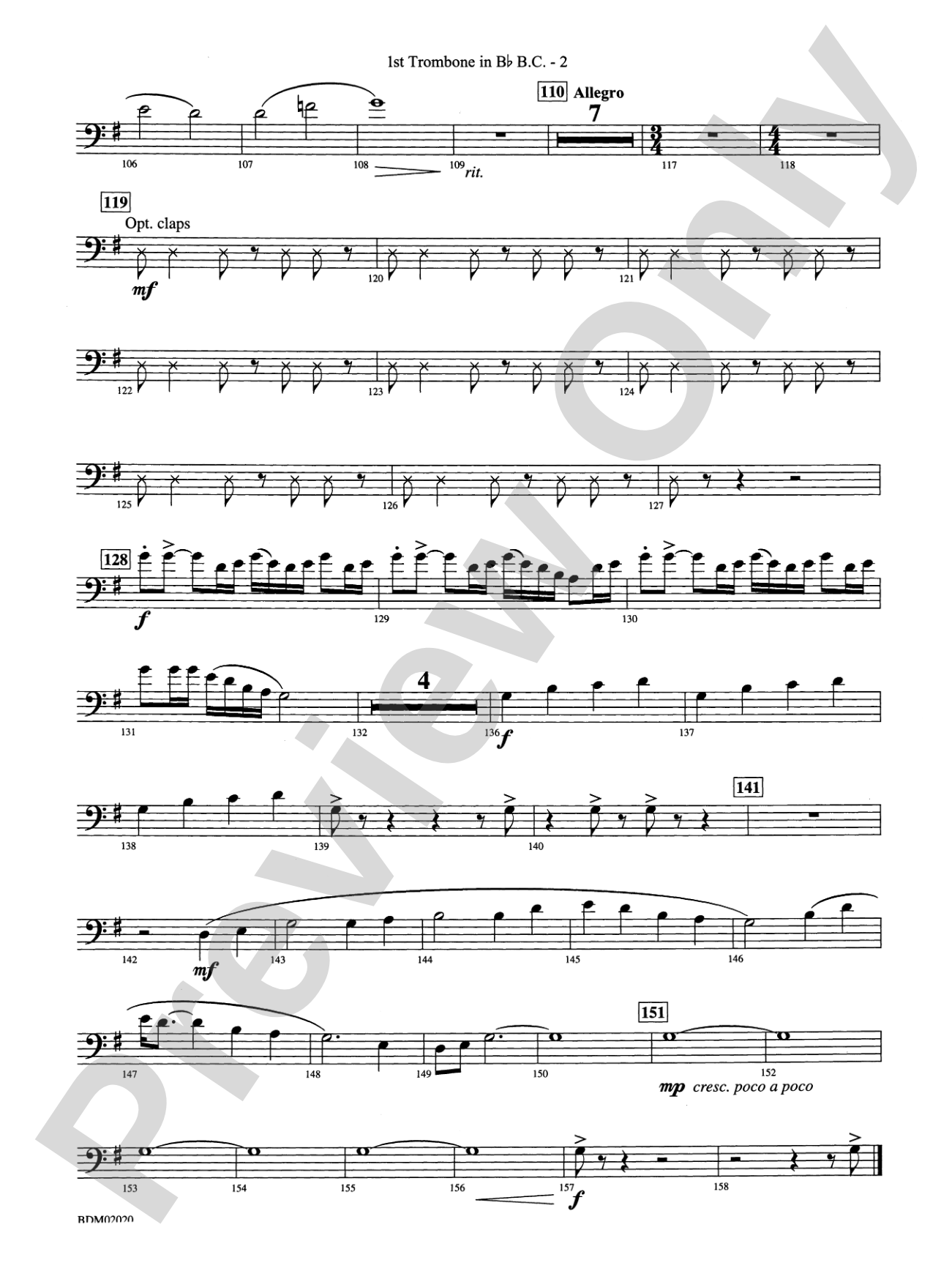 Prairiesong: (wp) 1st B-flat Trombone B.C.