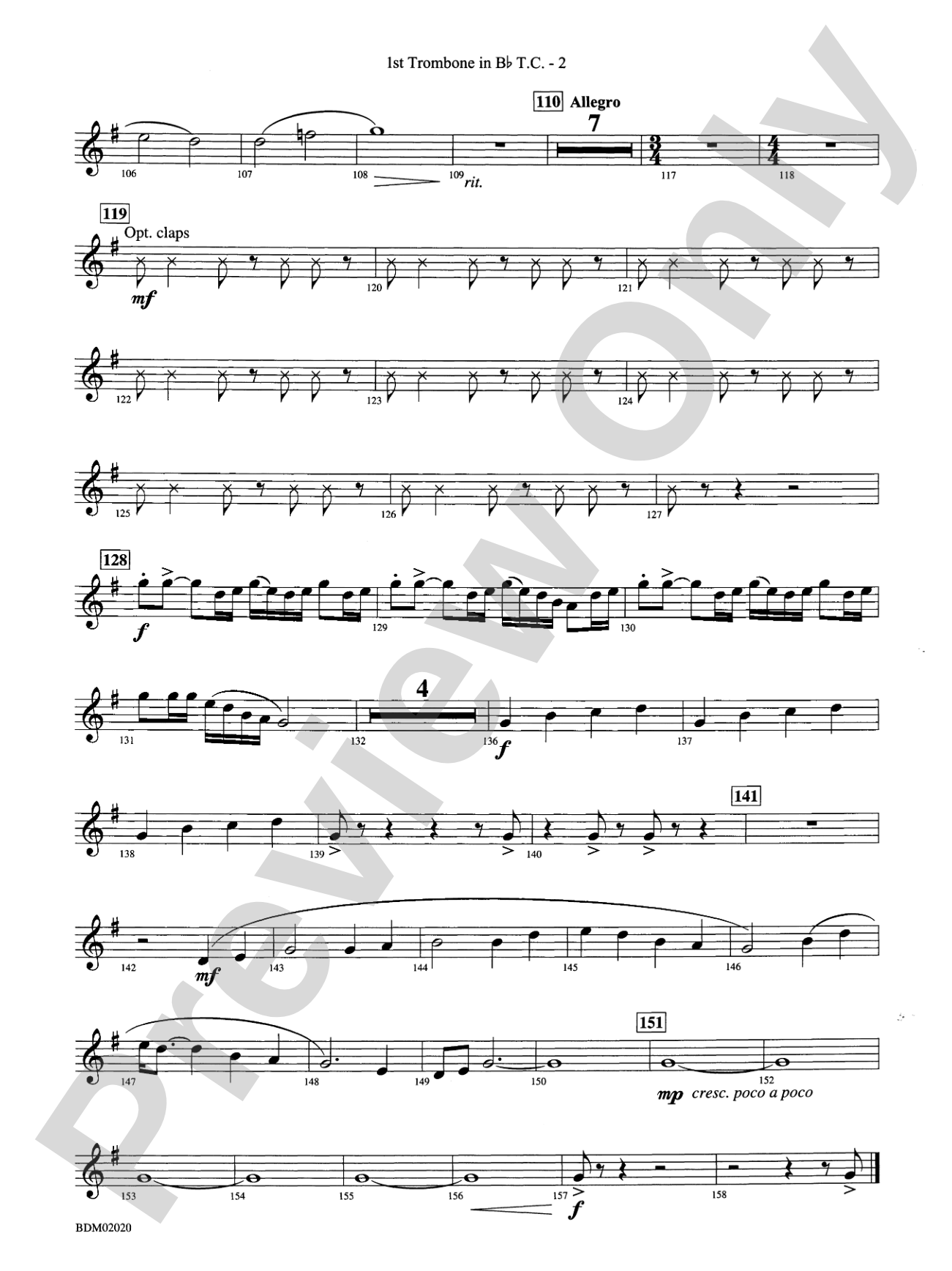 Prairiesong: (wp) 1st B-flat Trombone T.C.