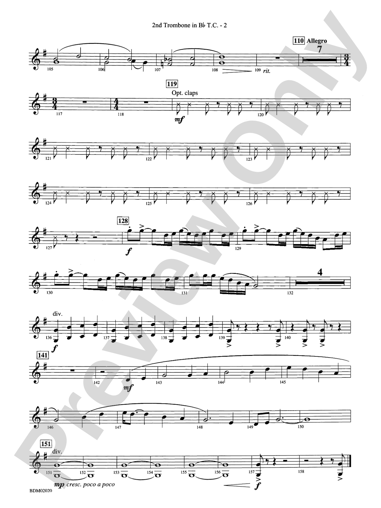 Prairiesong: (wp) 2nd B-flat Trombone T.C.