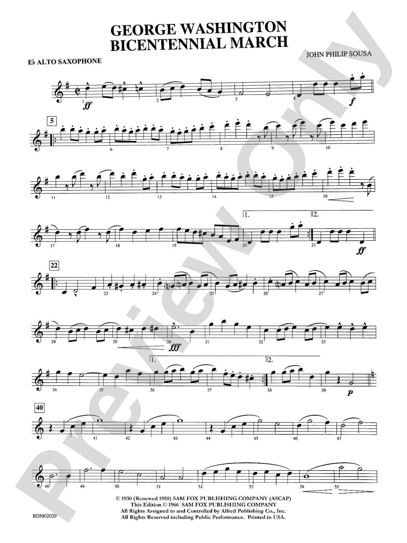 George Washington Bicentennial March: E-flat Alto Saxophone