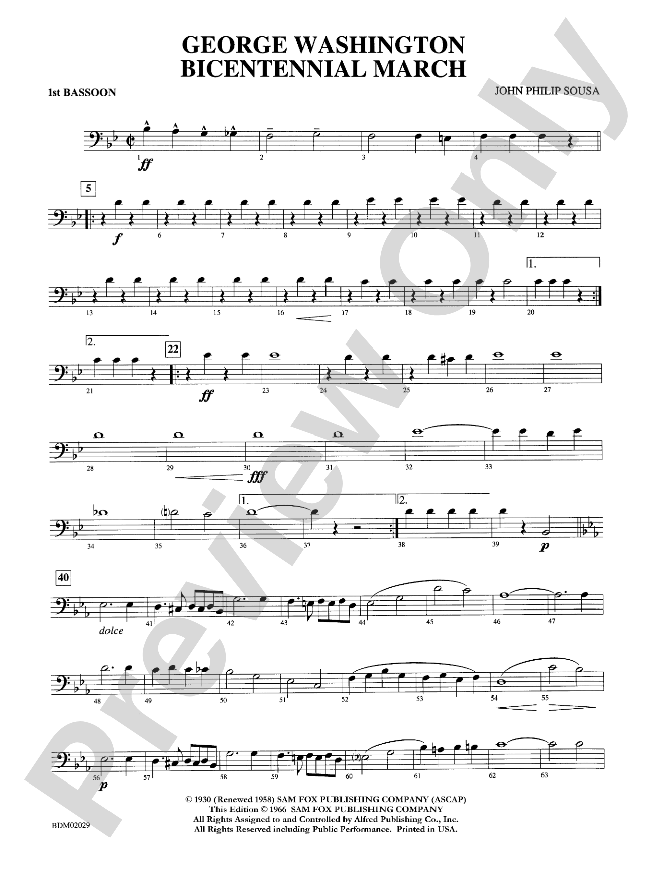 George Washington Bicentennial March: Bassoon