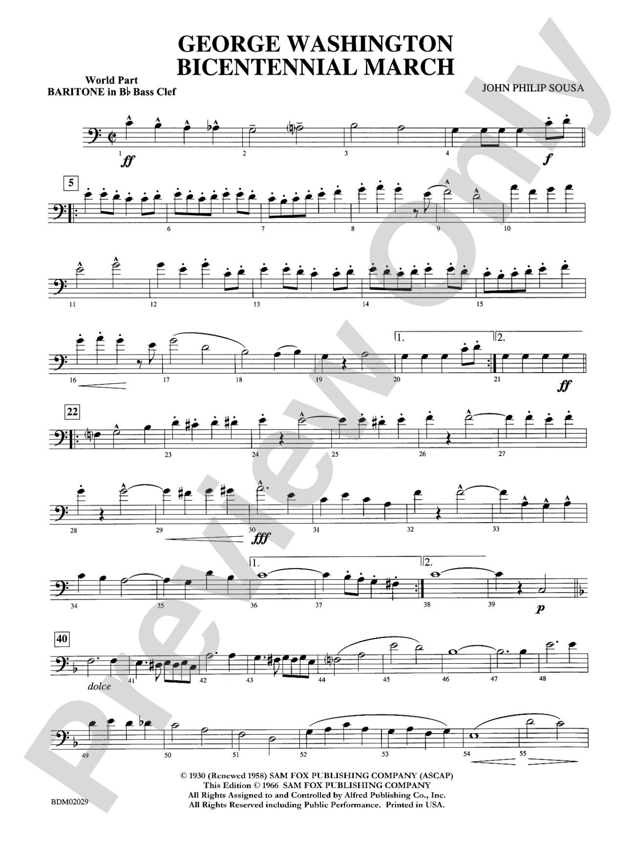 George Washington Bicentennial March: WP B-flat Baritone B.C.