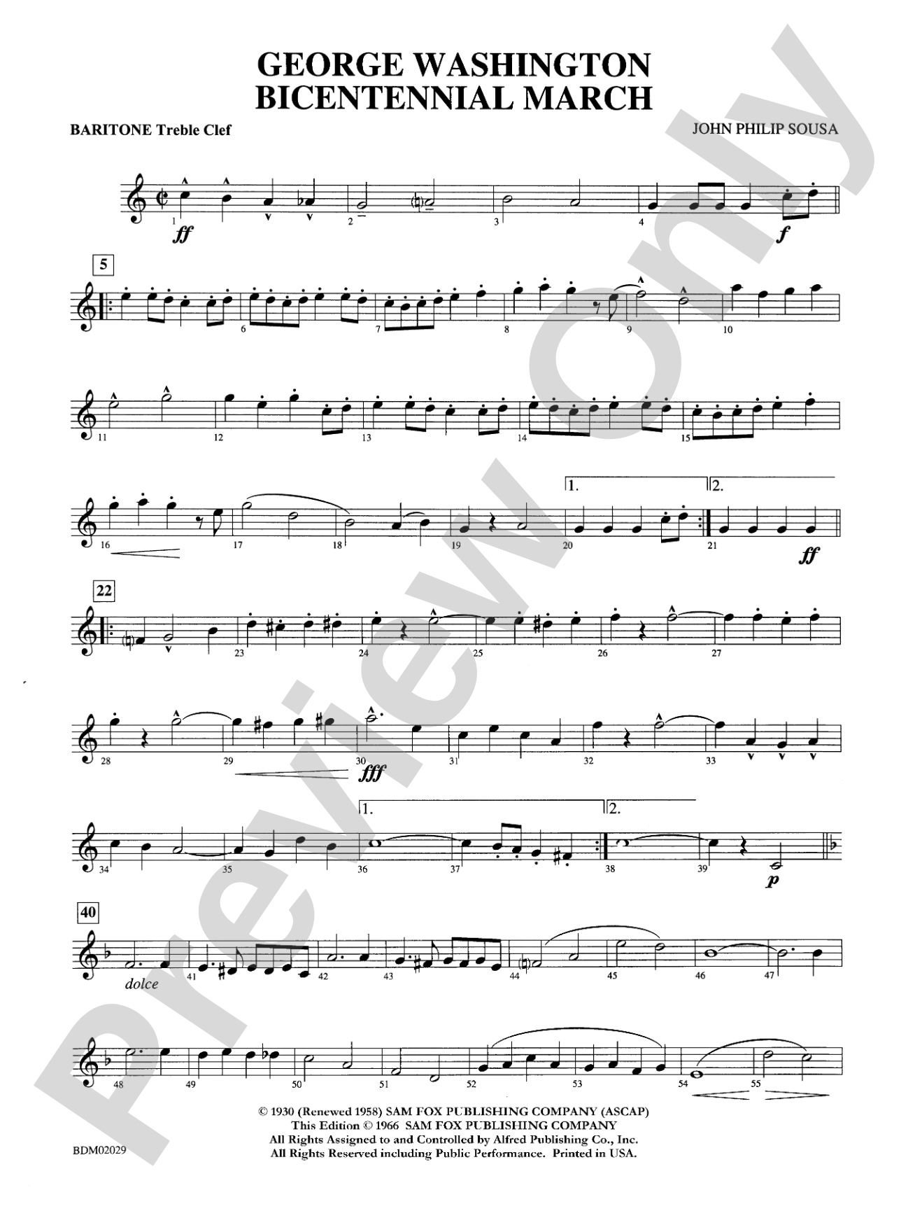 George Washington Bicentennial March: Baritone T.C.