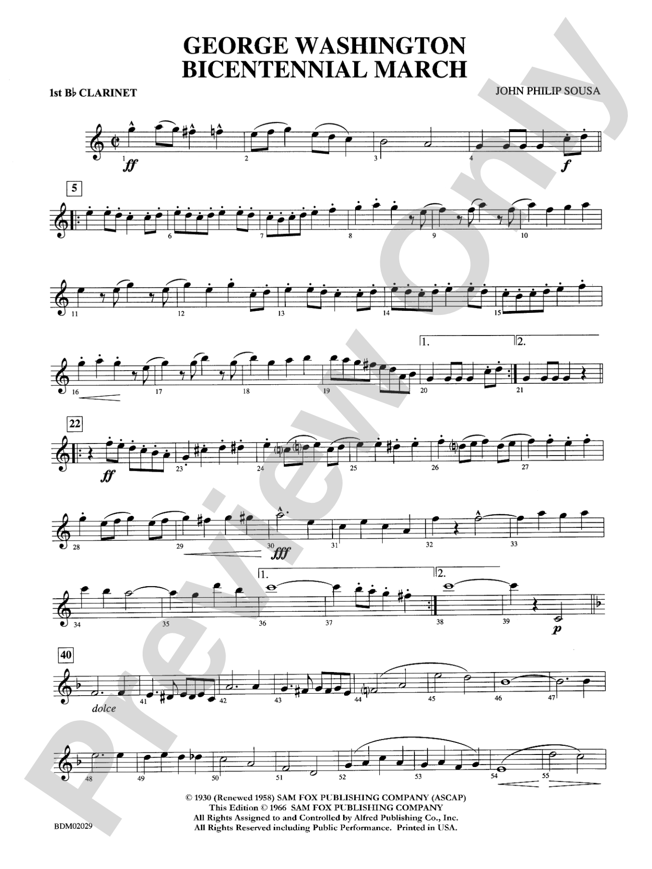 George Washington Bicentennial March: 1st B-flat Clarinet