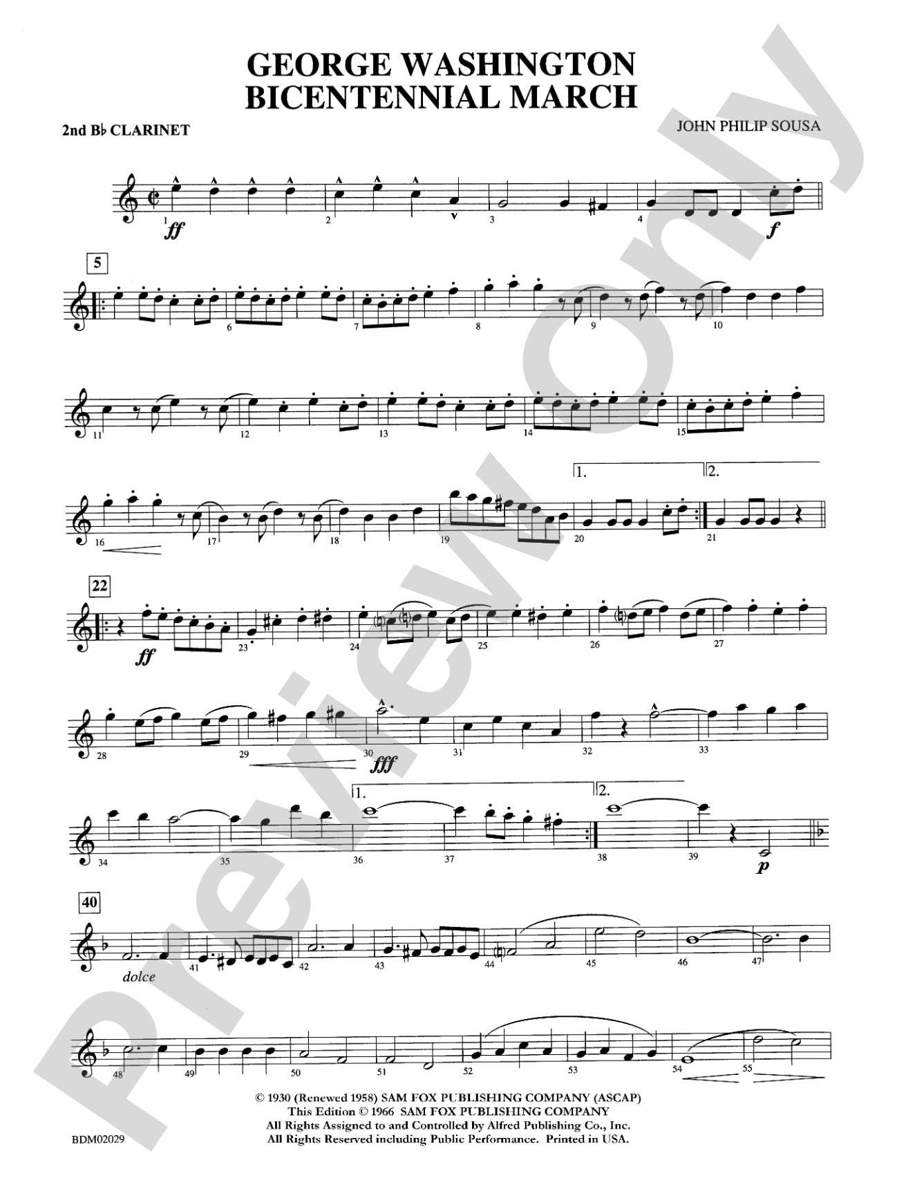 George Washington Bicentennial March: 2nd B-flat Clarinet