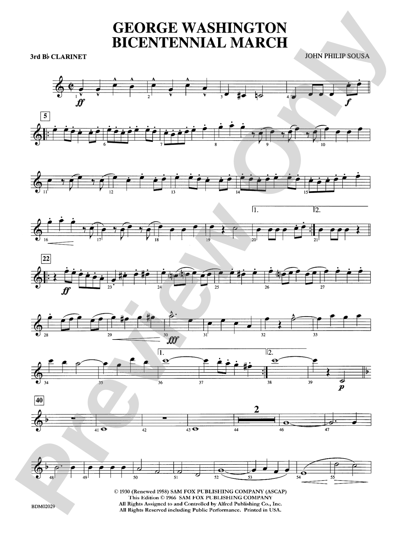 George Washington Bicentennial March: 3rd B-flat Clarinet