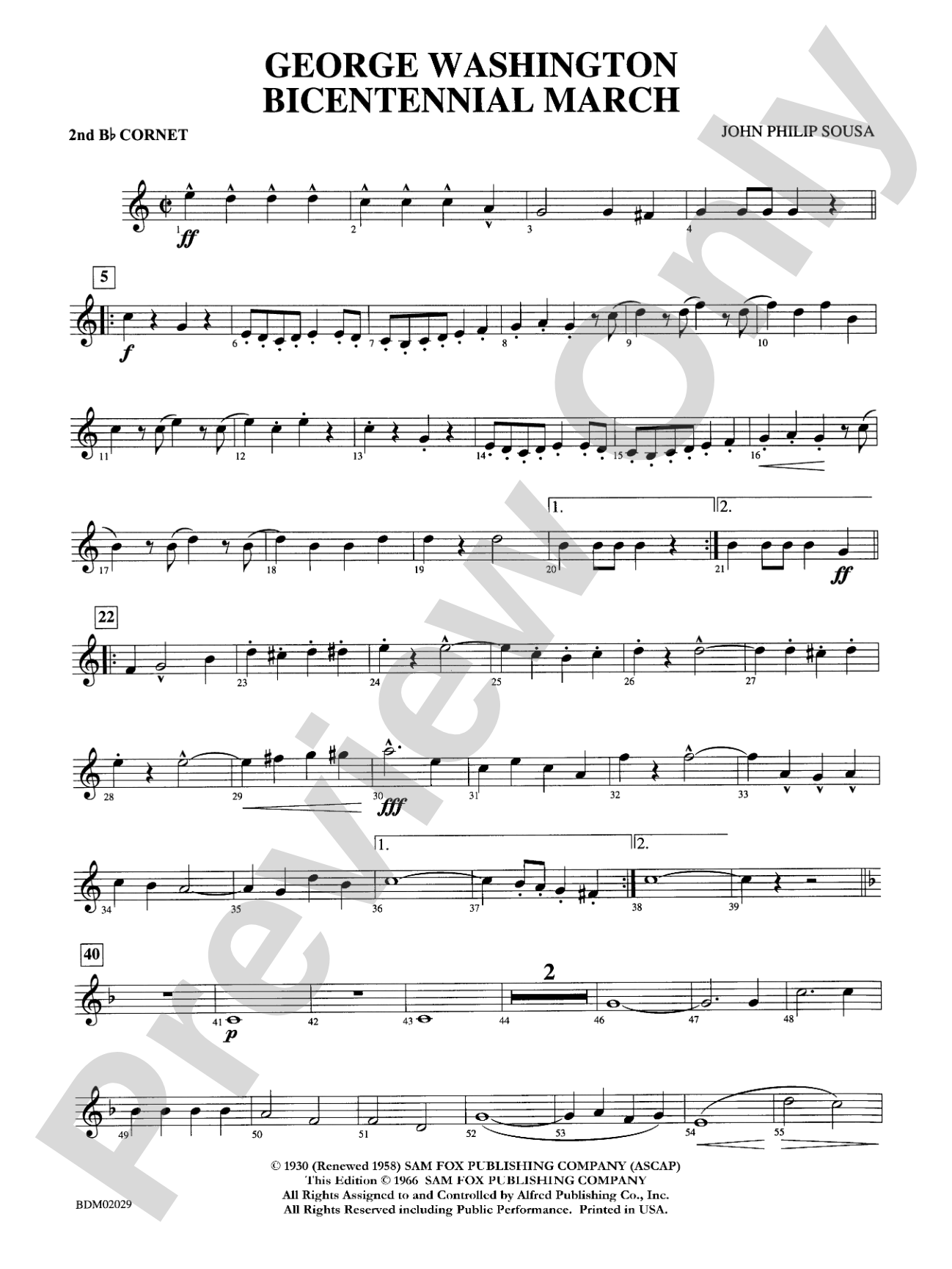 George Washington Bicentennial March: 2nd B-flat Cornet