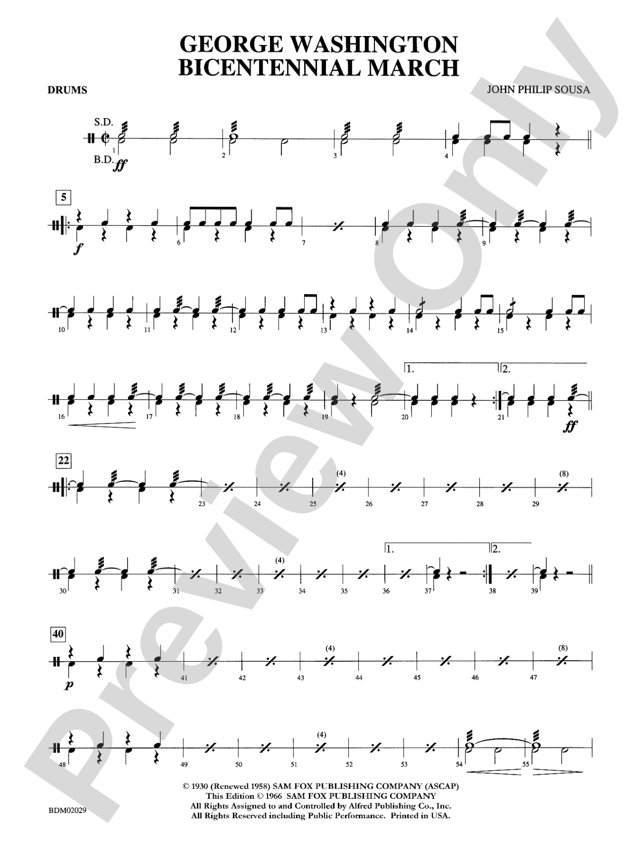 George Washington Bicentennial March: Drums