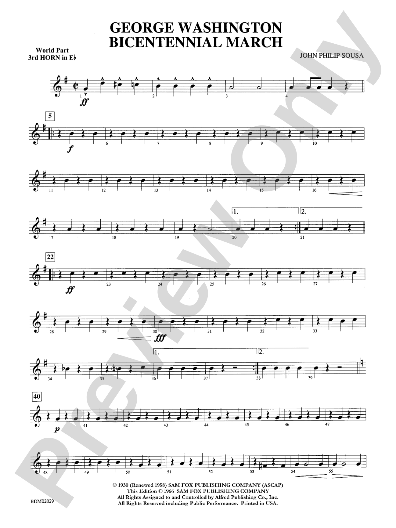 George Washington Bicentennial March: WP 3rd Horn in E-flat