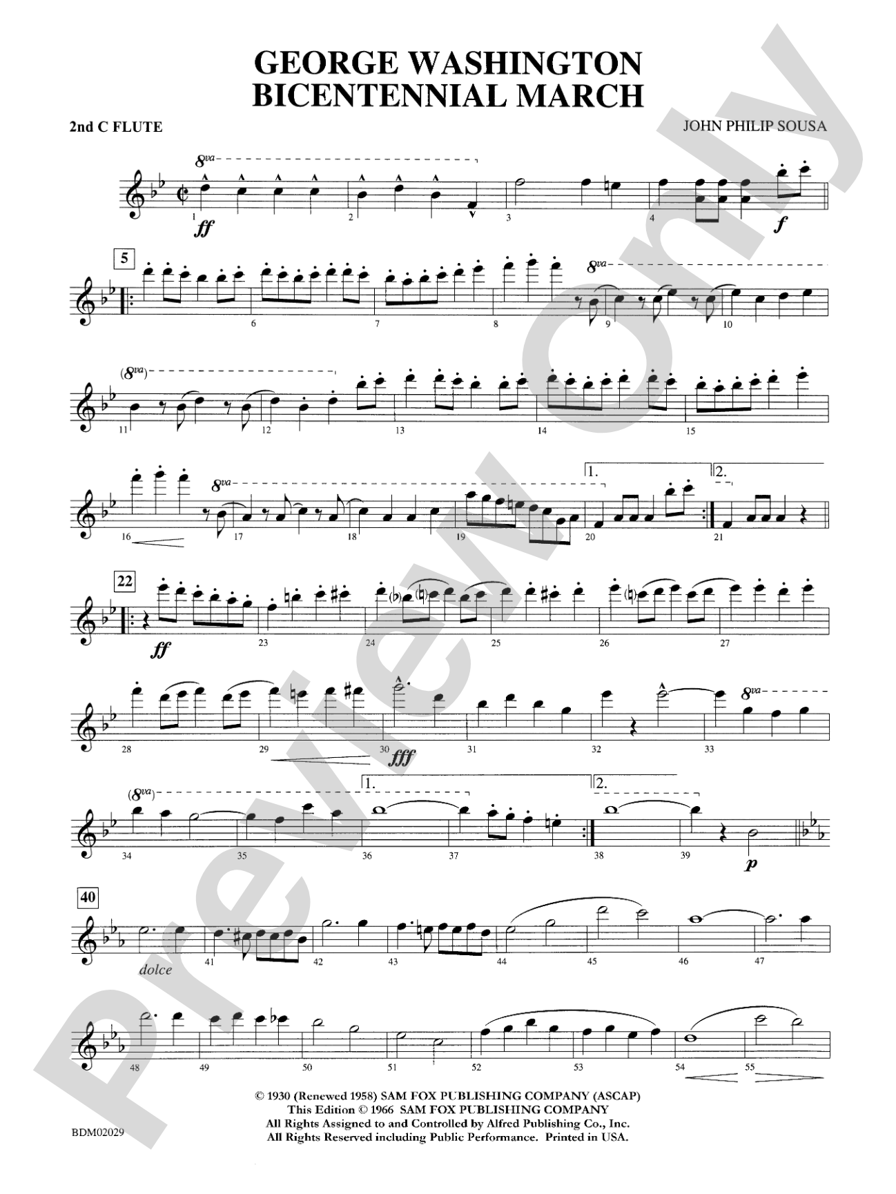 George Washington Bicentennial March: 2nd Flute