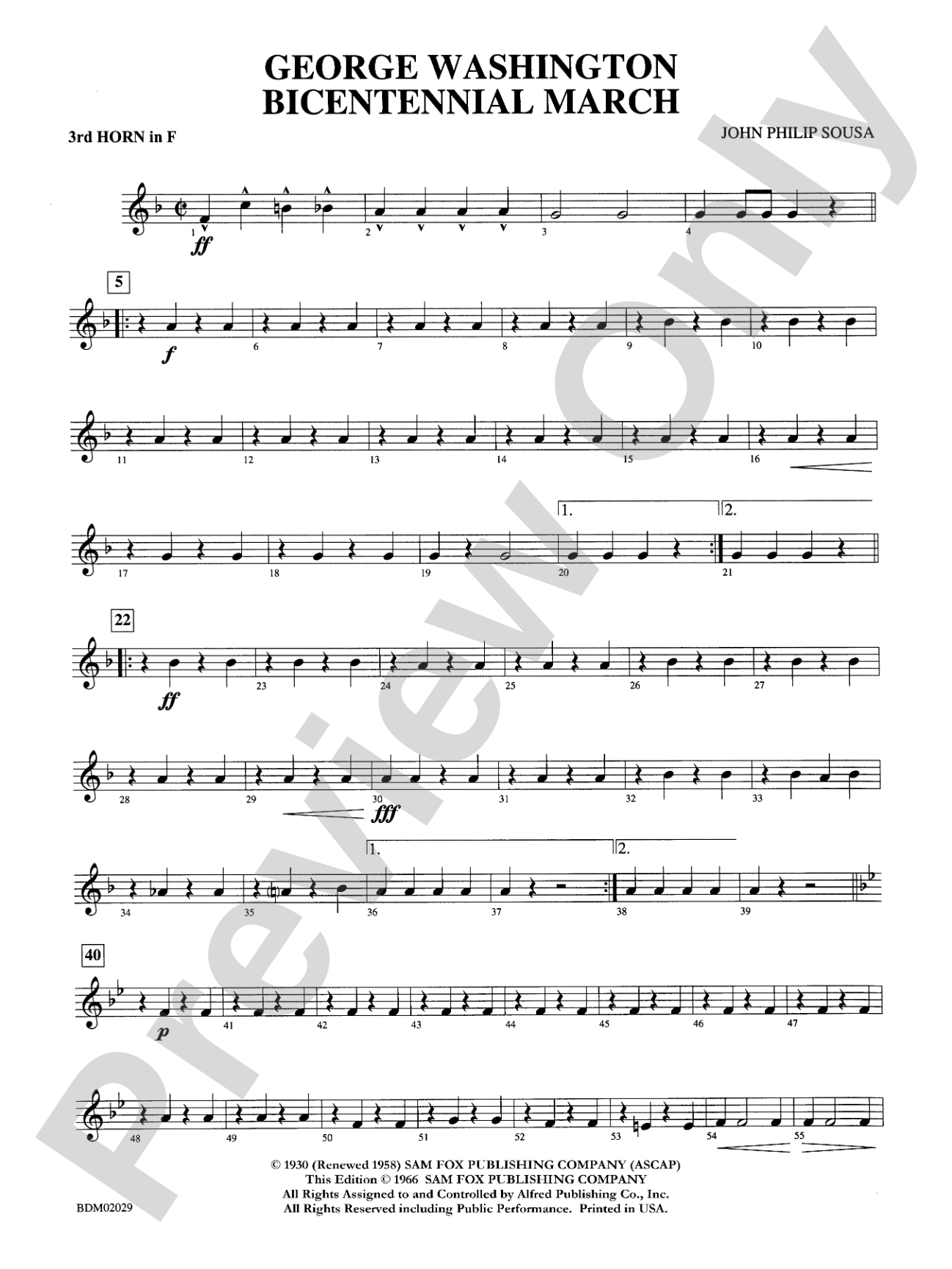 George Washington Bicentennial March: 3rd F Horn