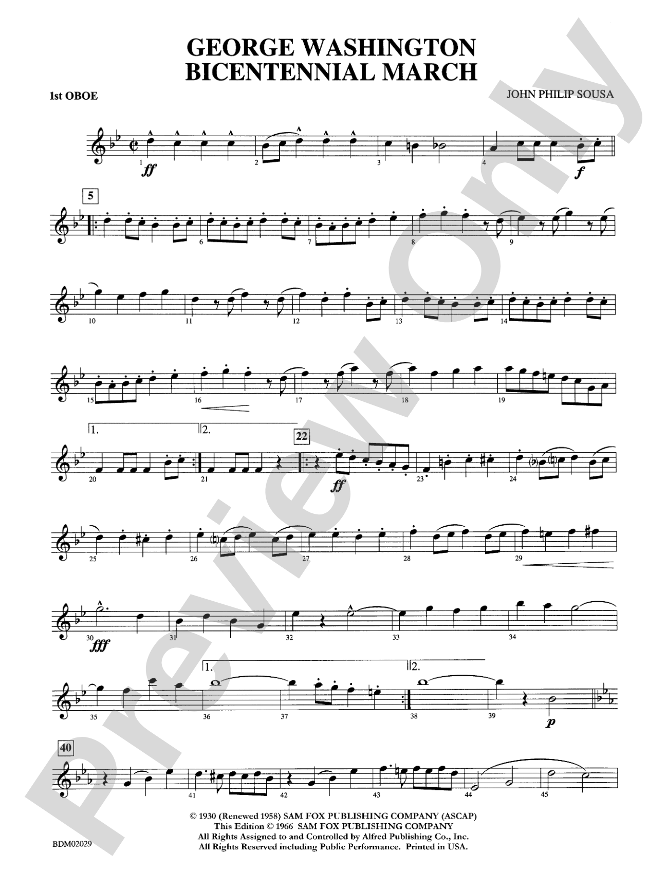 George Washington Bicentennial March: Oboe