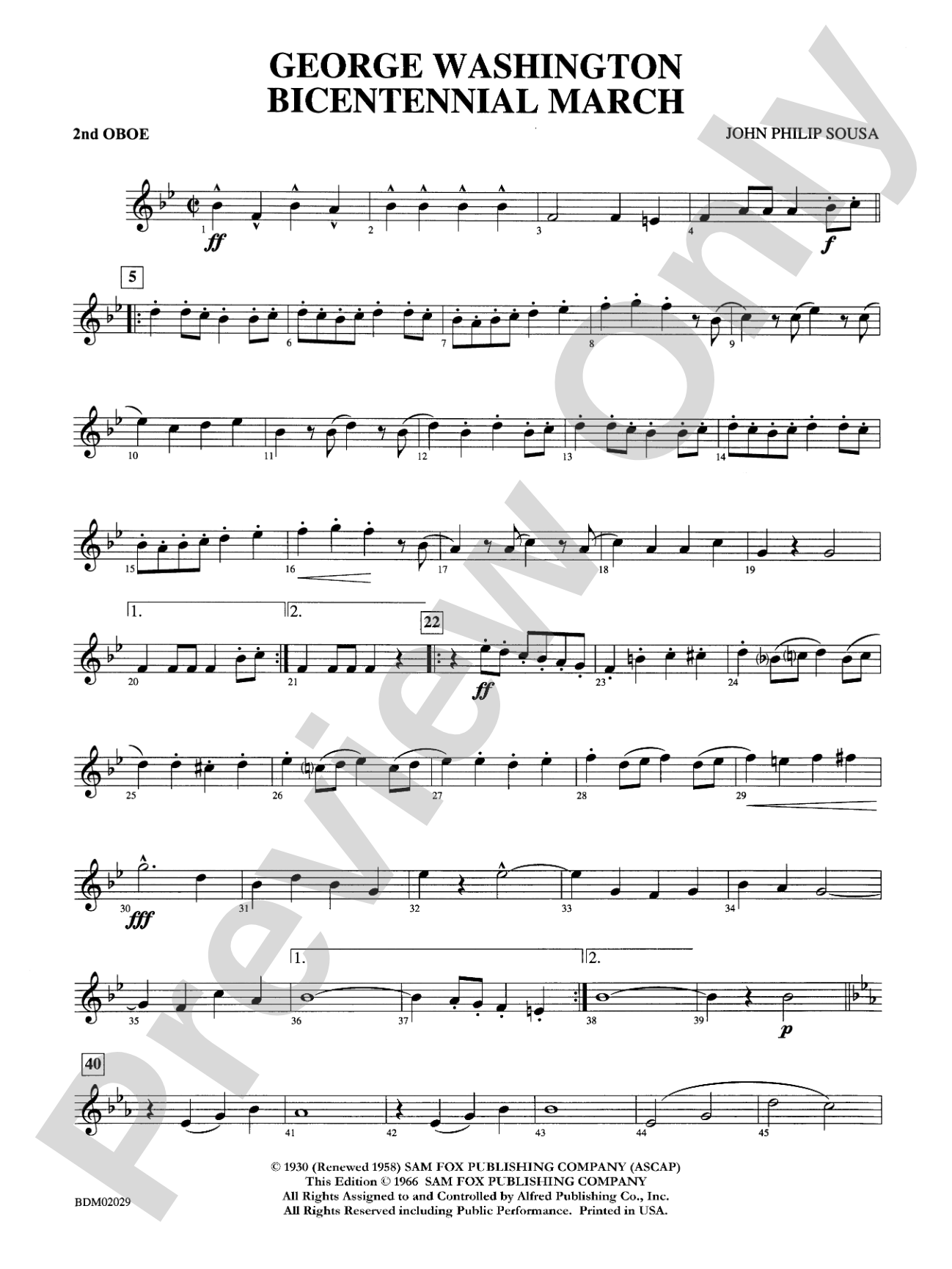 George Washington Bicentennial March: 2nd Oboe